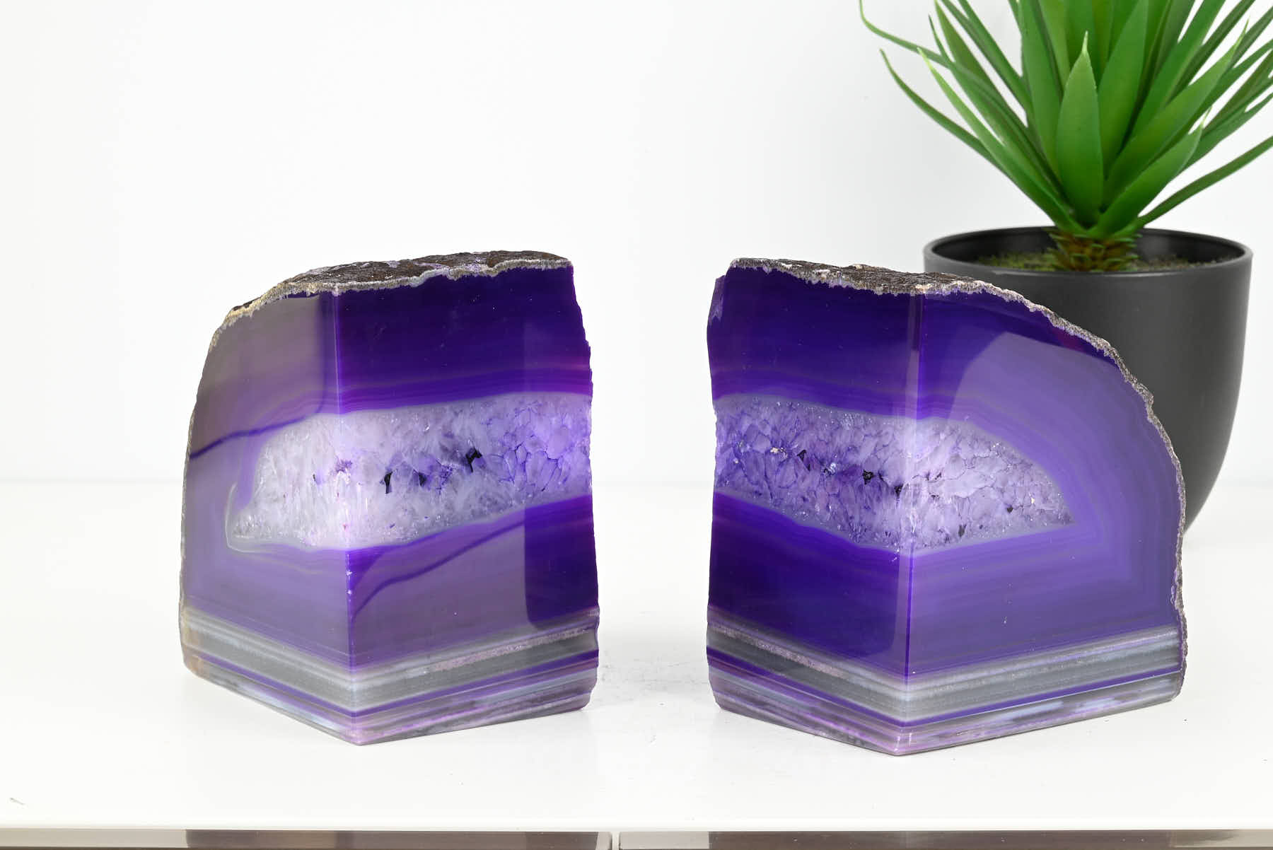 Extra Quality Purple Agate Bookends - 12cm tall - #BOPURP-12002