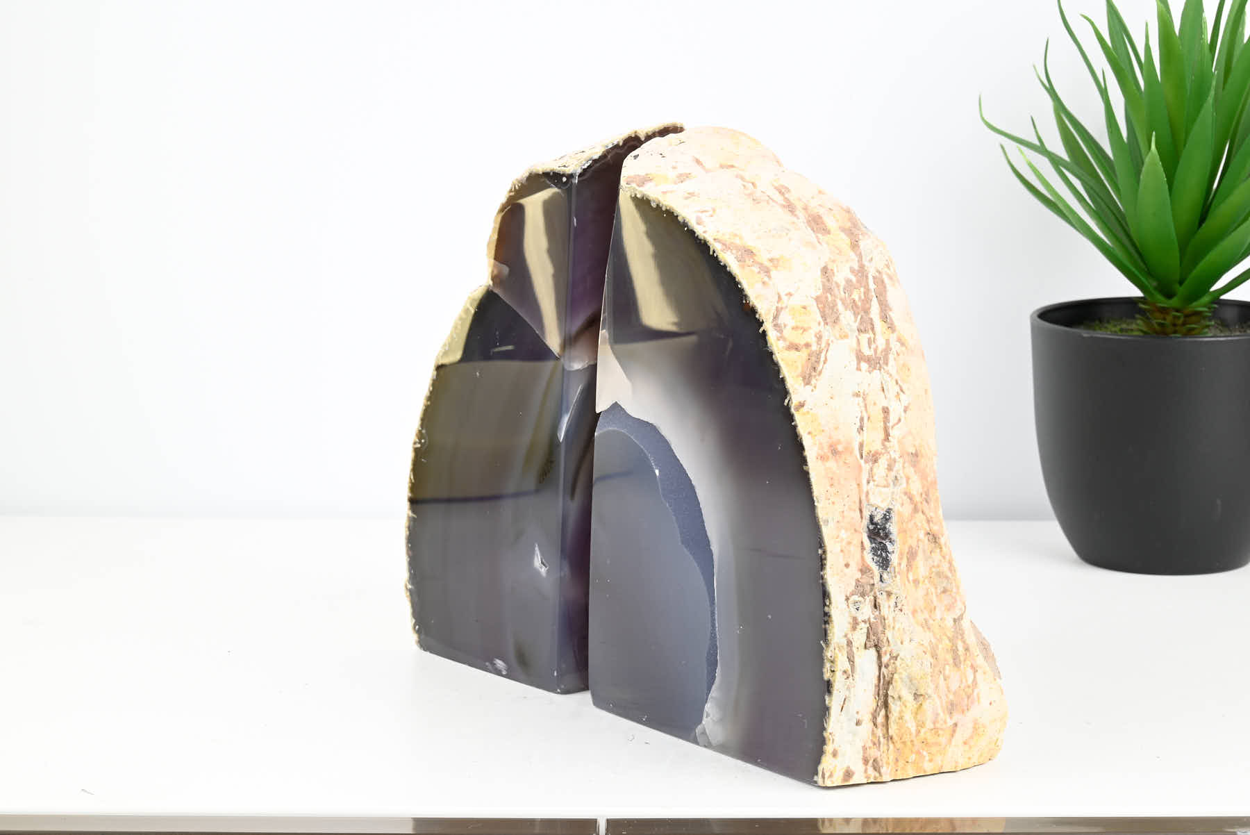 Extra Quality Natural Agate Bookends - 17cm tall - #BONATU-12009