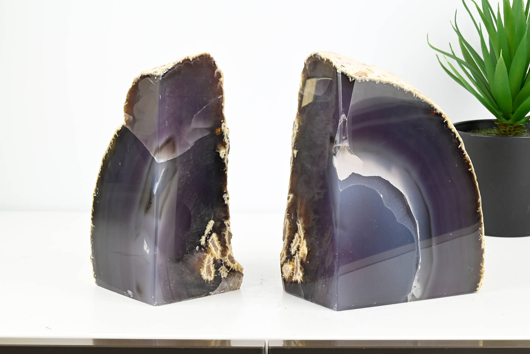 Extra Quality Natural Agate Bookends - 17cm tall - #BONATU-12009