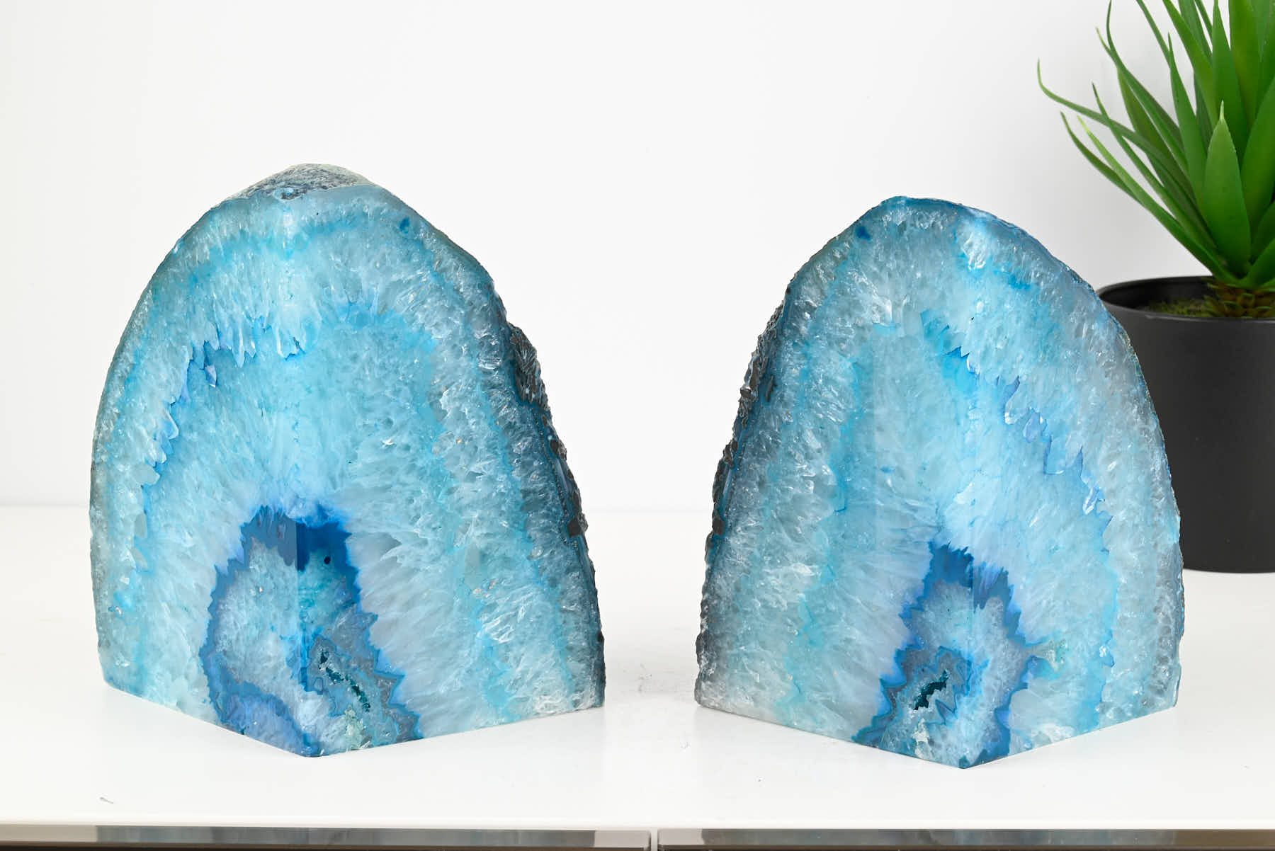 Extra Quality Teal Agate Bookends - 16cm tall - #BOTEAL-12004