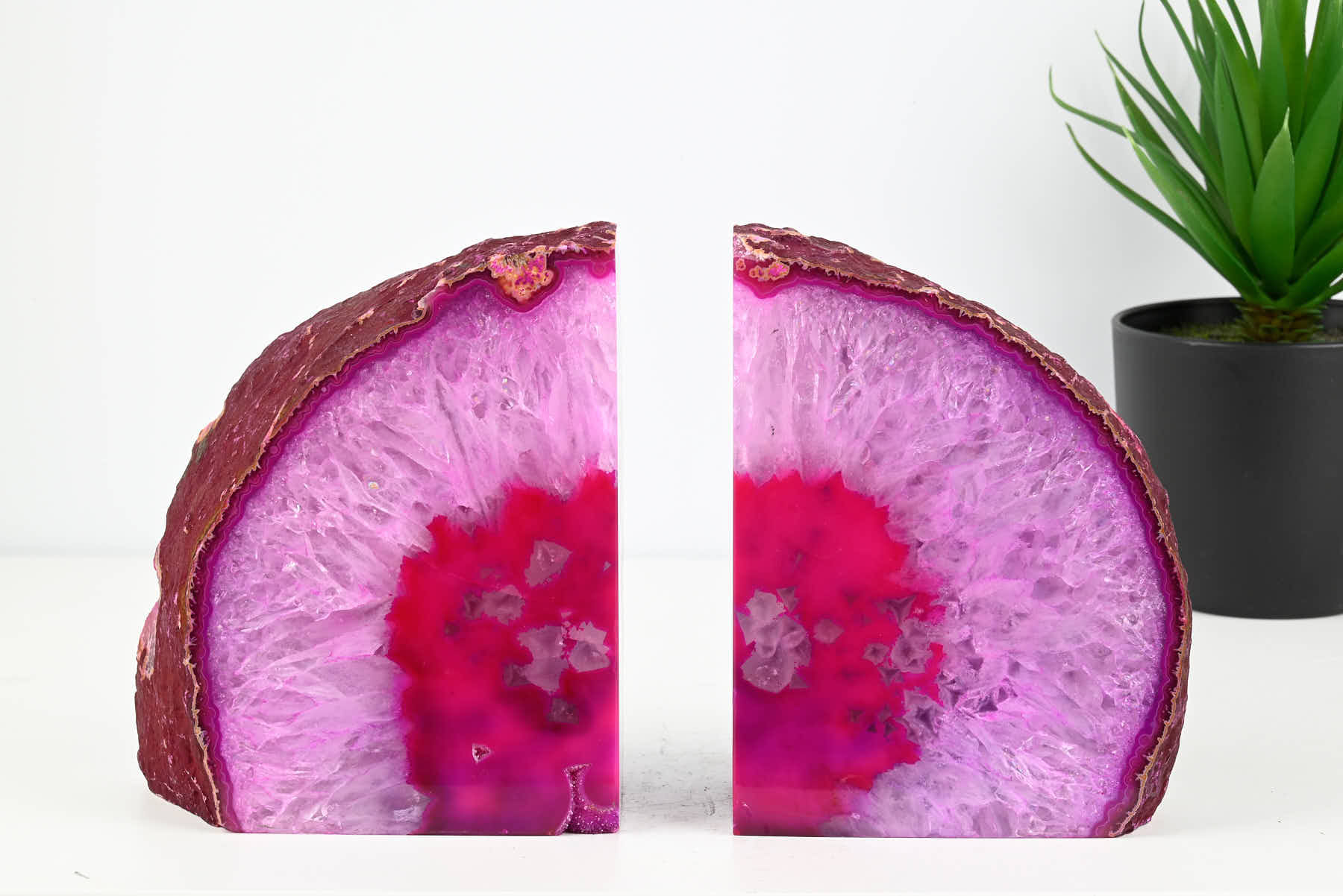 Extra Quality Pink Agate Bookends - 15cm tall - #BOPINK-12005