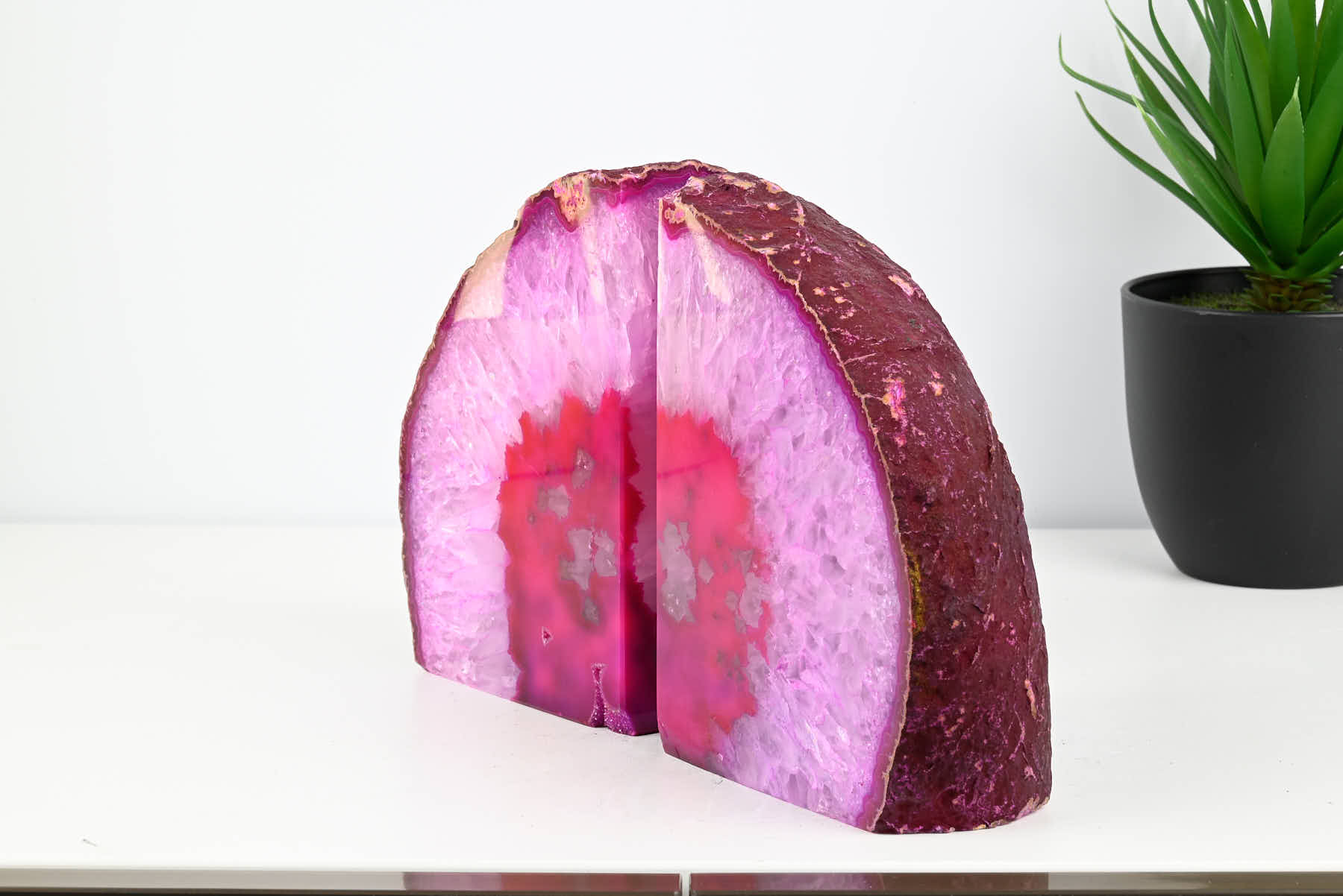 Extra Quality Pink Agate Bookends - 15cm tall - #BOPINK-12005