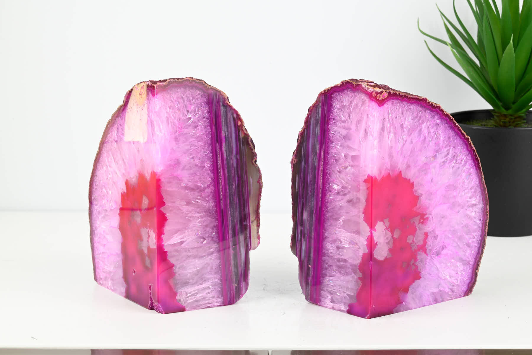Extra Quality Pink Agate Bookends - 15cm tall - #BOPINK-12005