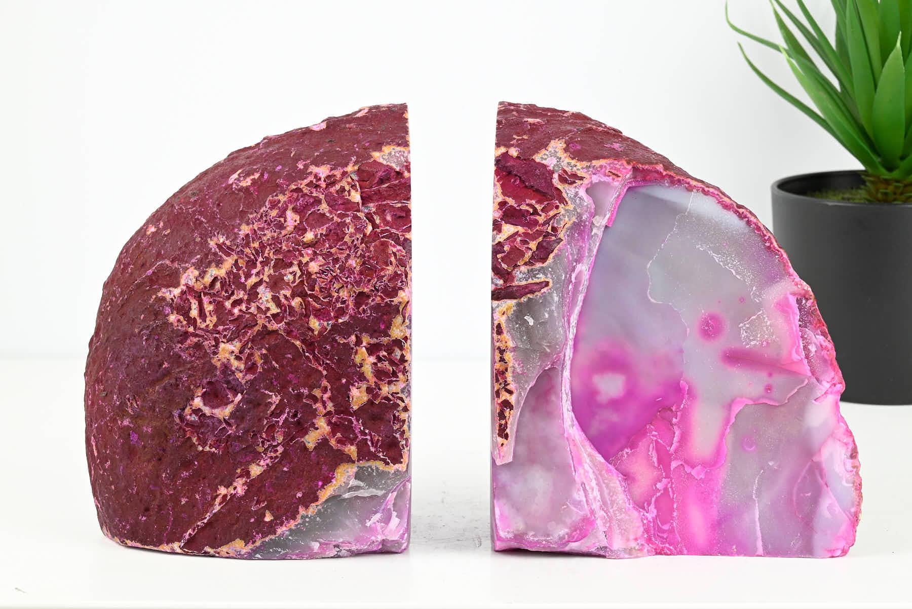 Extra Quality Pink Agate Bookends - 15cm tall - #BOPINK-12005