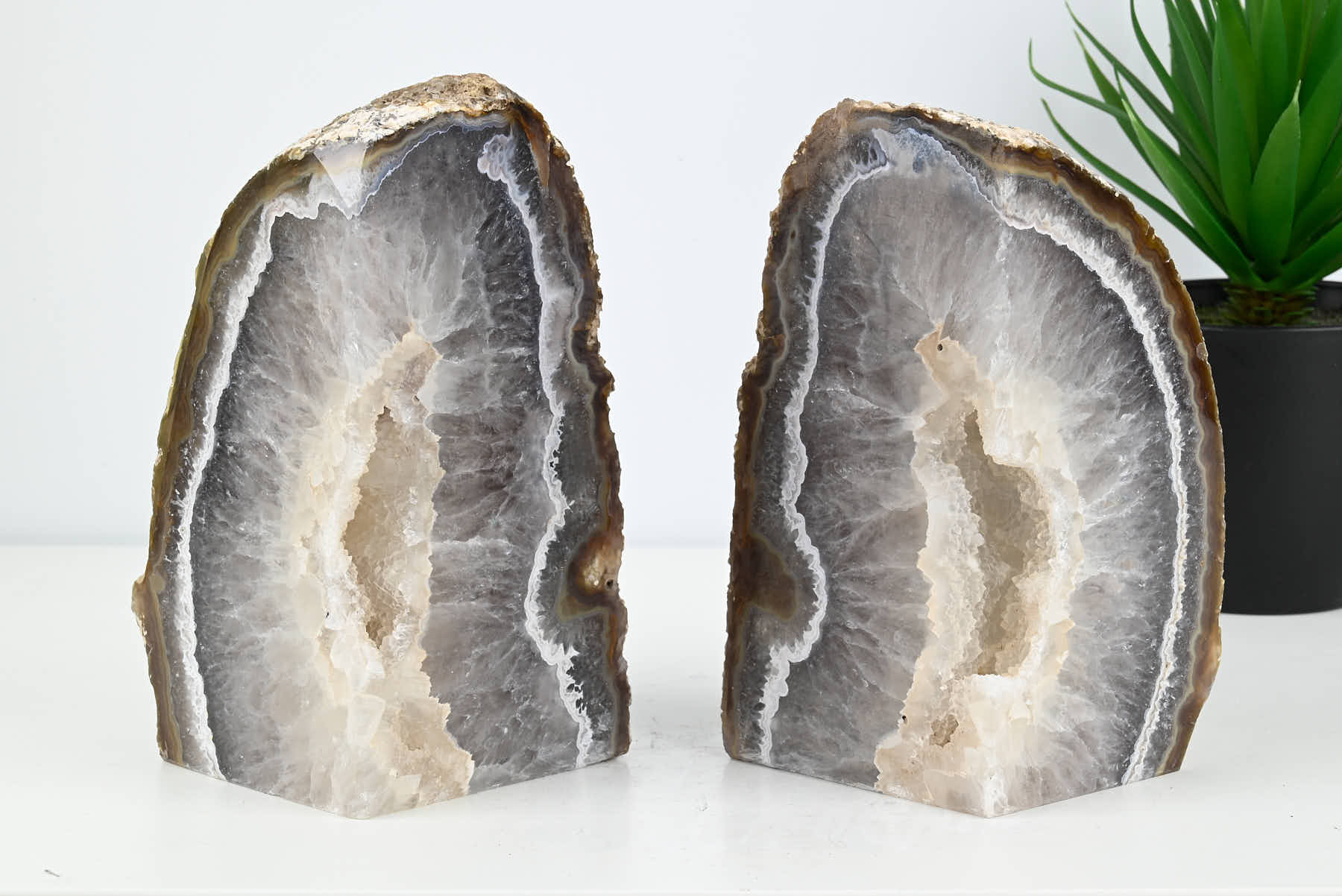 Extra Quality Natural Agate Bookends - 17cm tall - #BONATU-12010