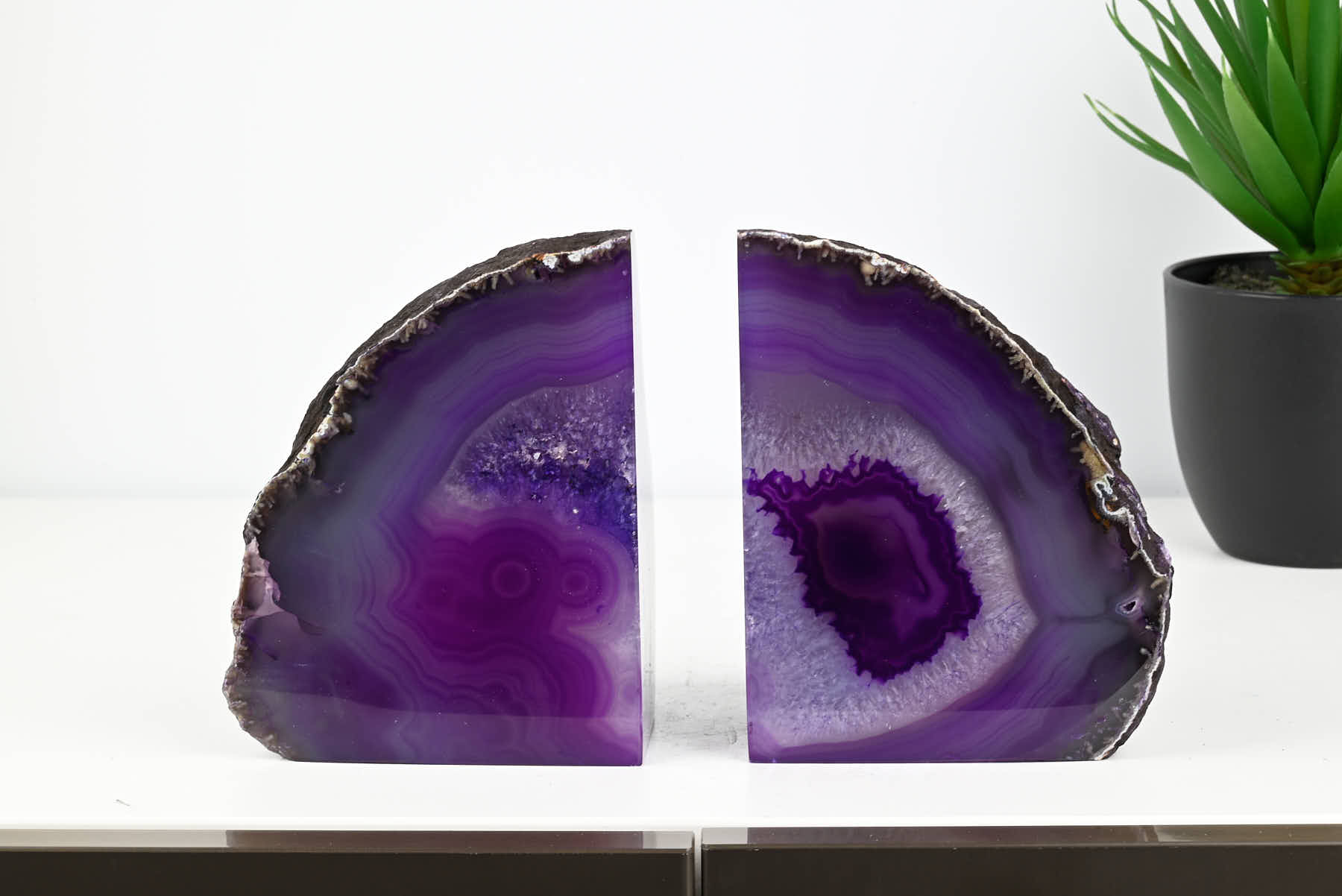 Extra Quality Purple Agate Bookends - 14cm tall - #BOPURP-12003