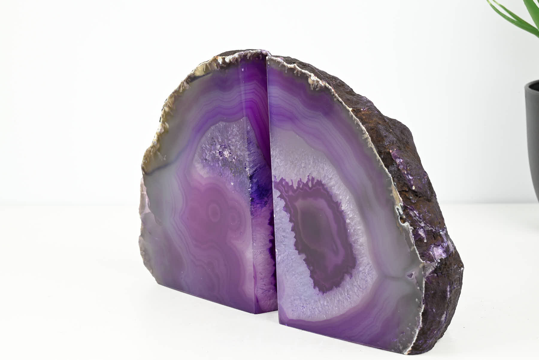 Extra Quality Purple Agate Bookends - 14cm tall - #BOPURP-12003