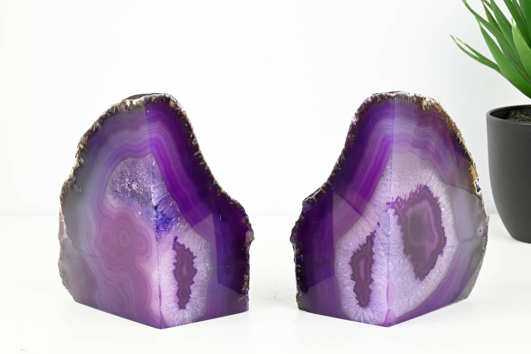 Extra Quality Purple Agate Bookends - 14cm tall - #BOPURP-12003
