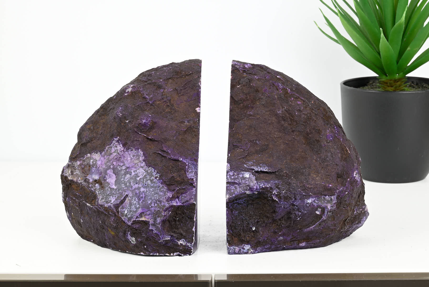 Extra Quality Purple Agate Bookends - 14cm tall - #BOPURP-12003