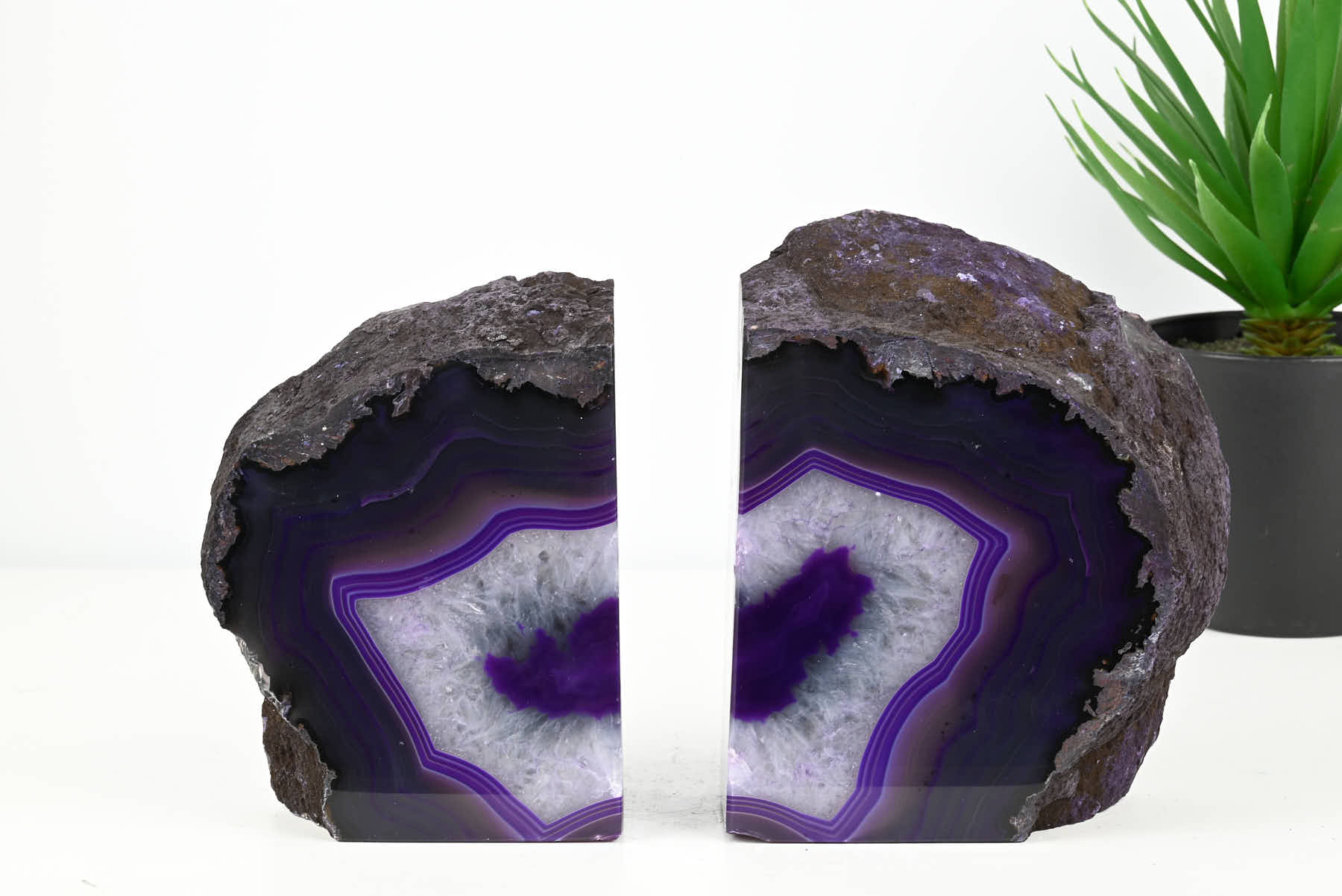 Extra Quality Purple Agate Bookends - 15cm tall - #BOPURP-12004