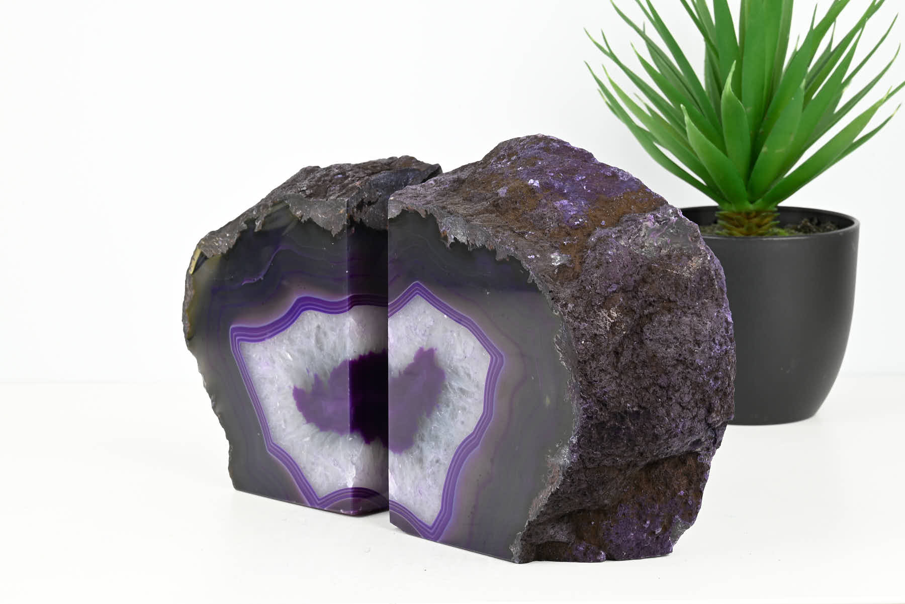 Extra Quality Purple Agate Bookends - 15cm tall - #BOPURP-12004