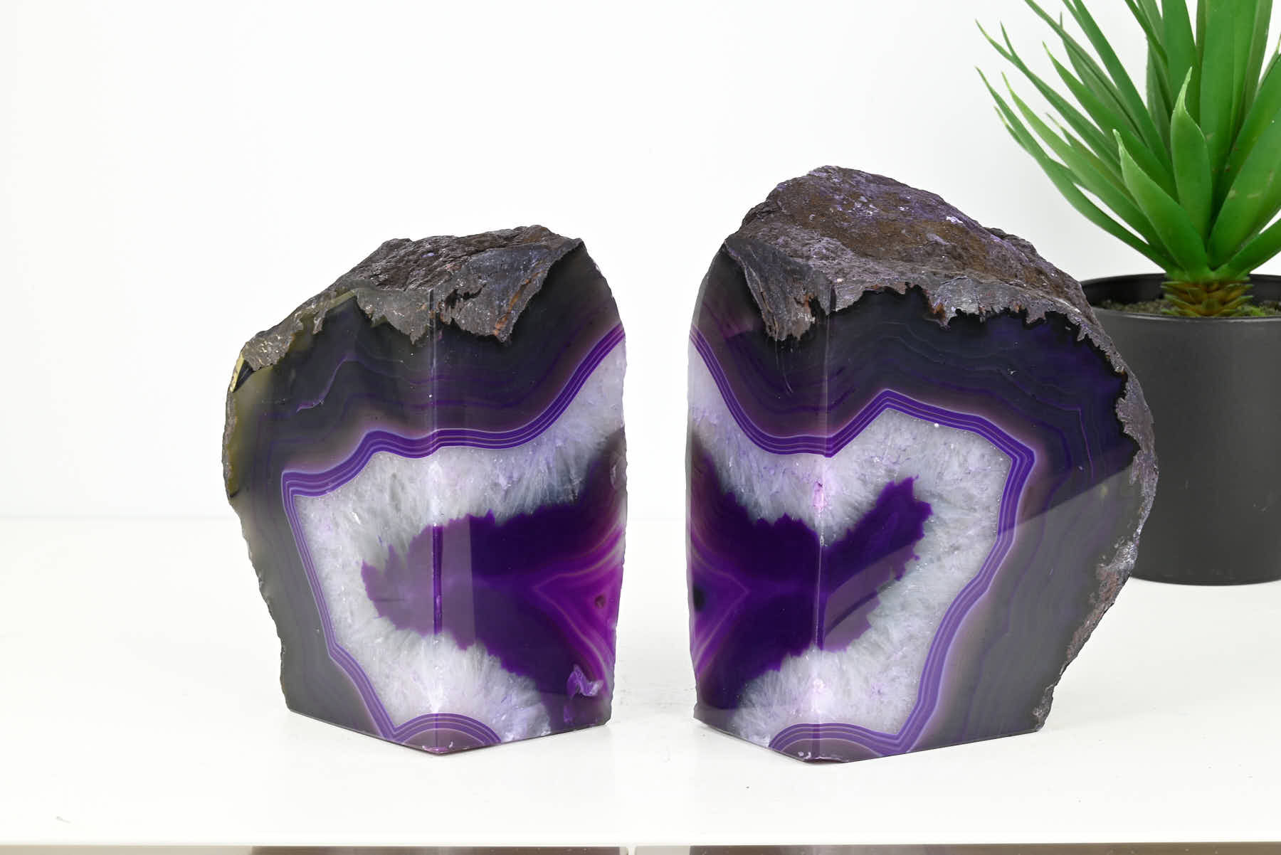 Extra Quality Purple Agate Bookends - 15cm tall - #BOPURP-12004