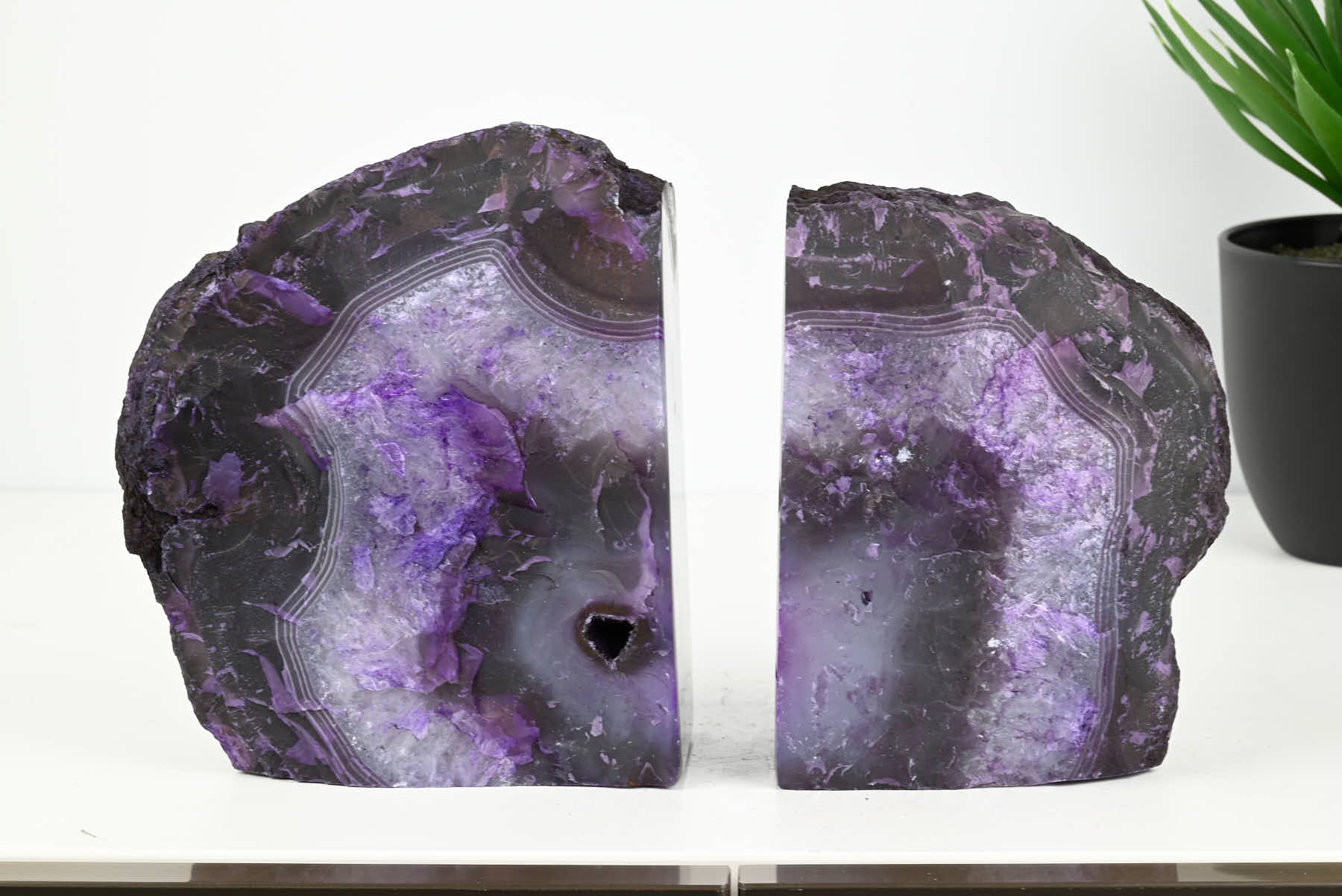 Extra Quality Purple Agate Bookends - 15cm tall - #BOPURP-12004