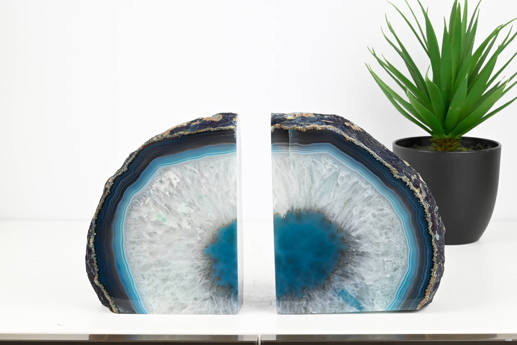 Extra Quality Teal Agate Bookends - 15cm tall - #BOTEAL-12002