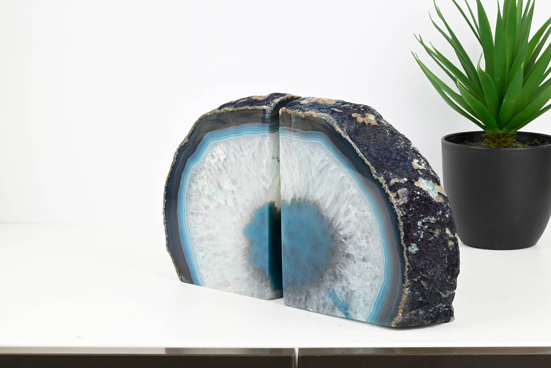 Extra Quality Teal Agate Bookends - 15cm tall - #BOTEAL-12002