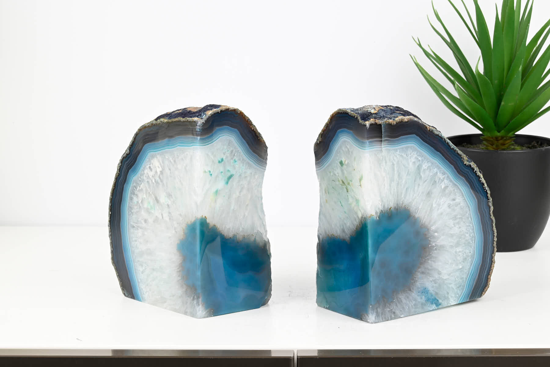 Extra Quality Teal Agate Bookends - 15cm tall - #BOTEAL-12002