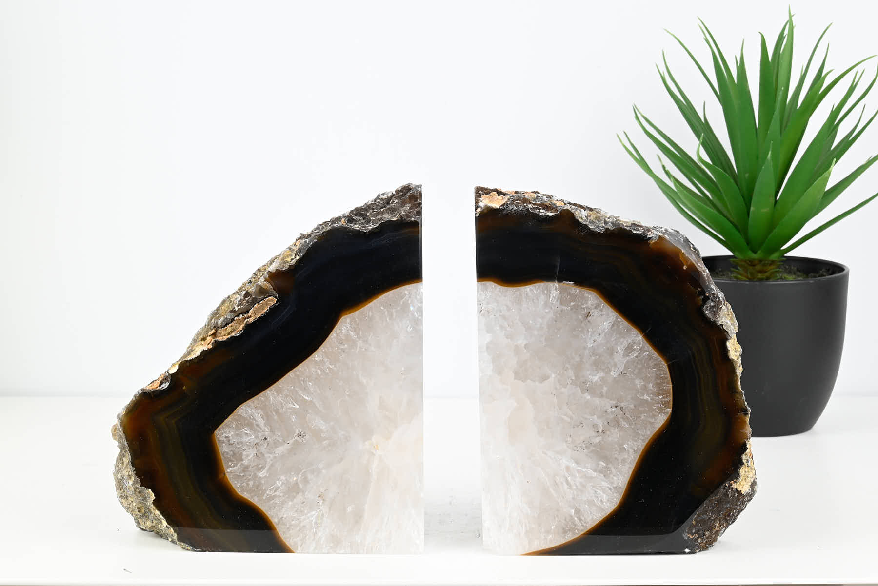 Extra Quality Natural Agate Bookends - 16cm tall - #BONATU-12007