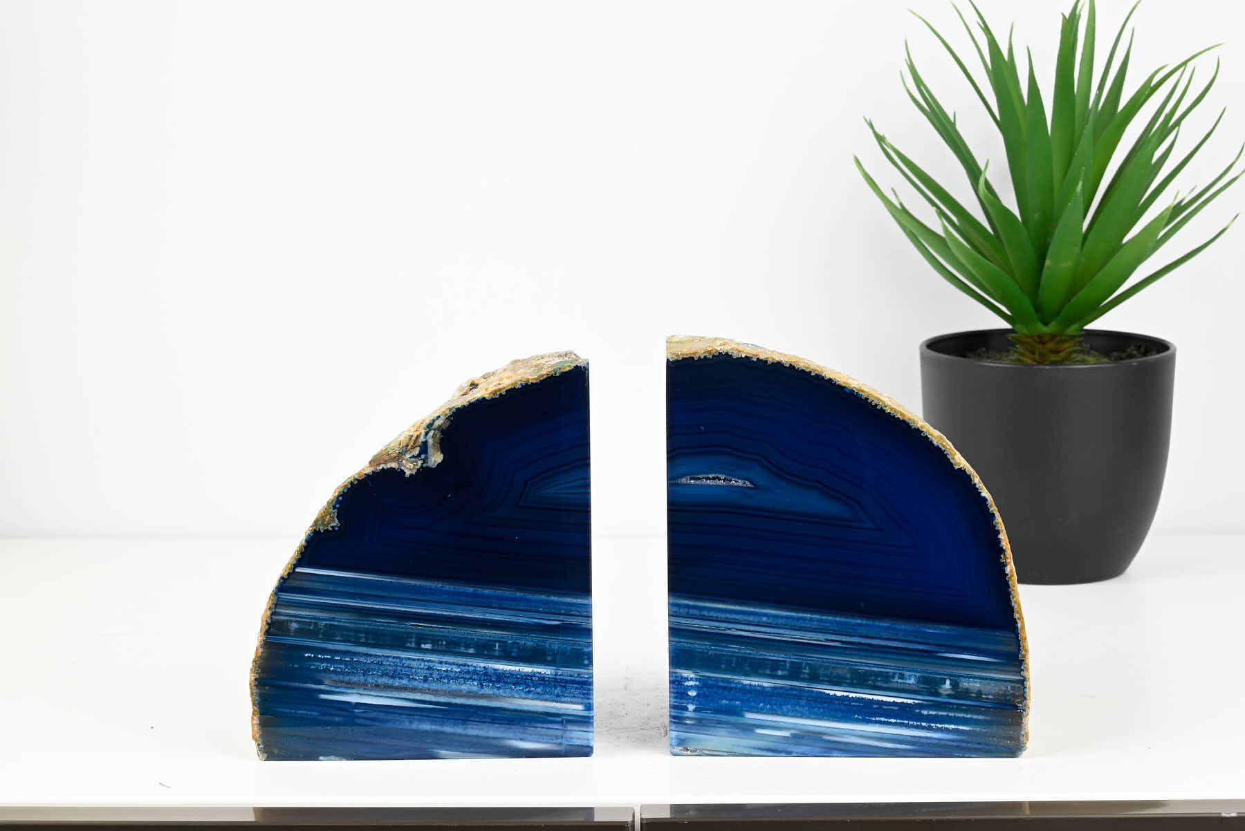 Extra Quality Blue Agate Bookends - 13cm tall - #BOBLUE-12001