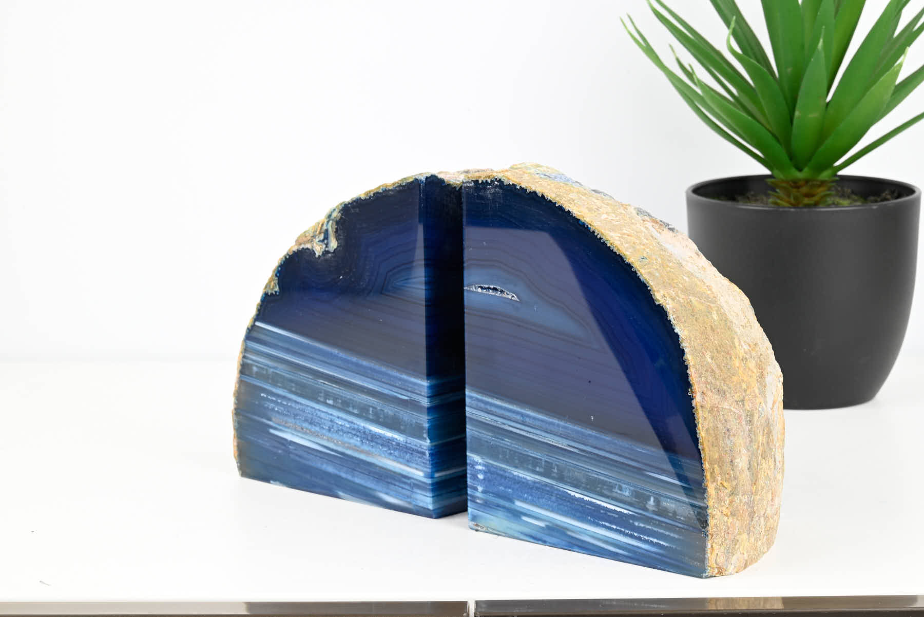 Extra Quality Blue Agate Bookends - 13cm tall - #BOBLUE-12001