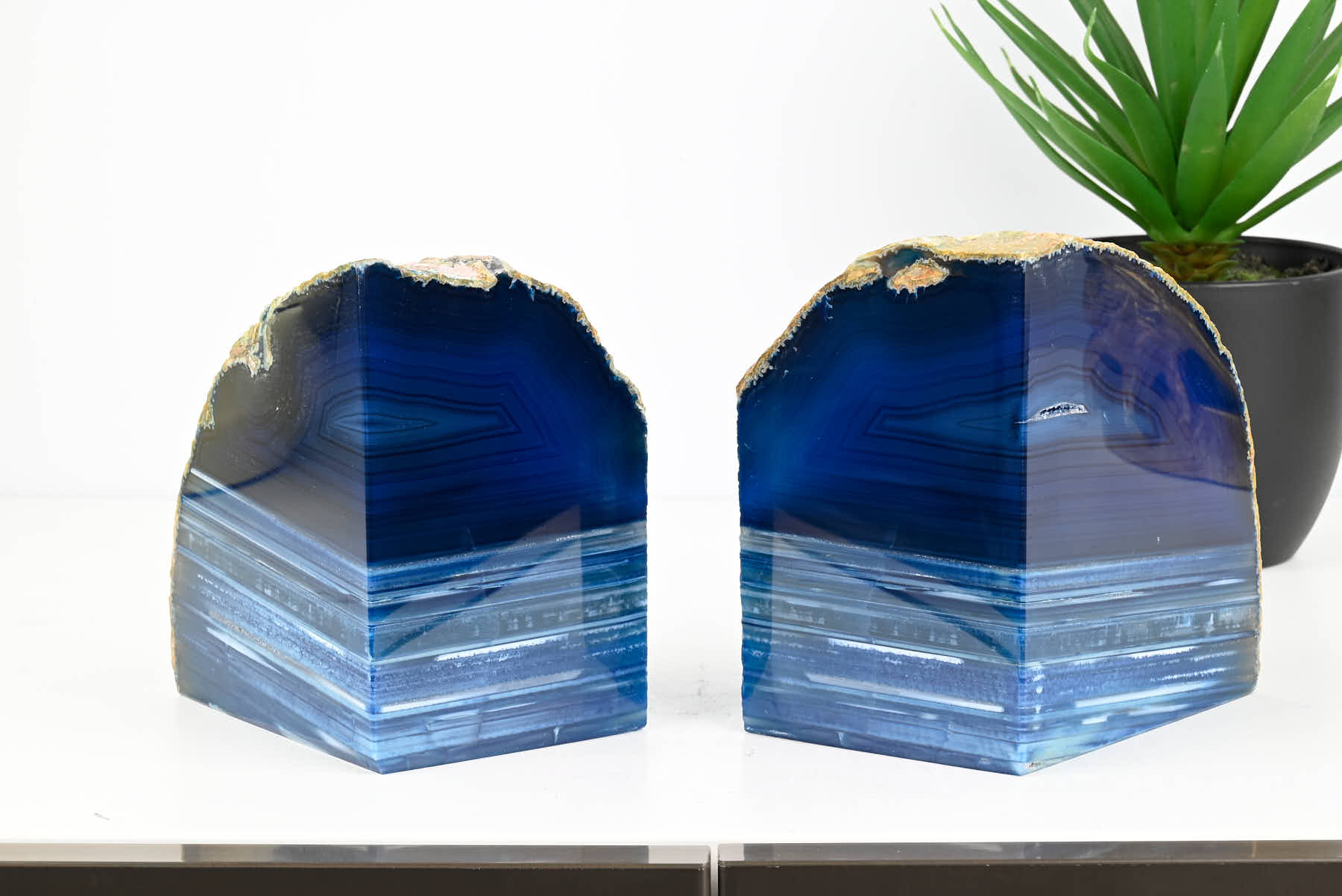Extra Quality Blue Agate Bookends - 13cm tall - #BOBLUE-12001