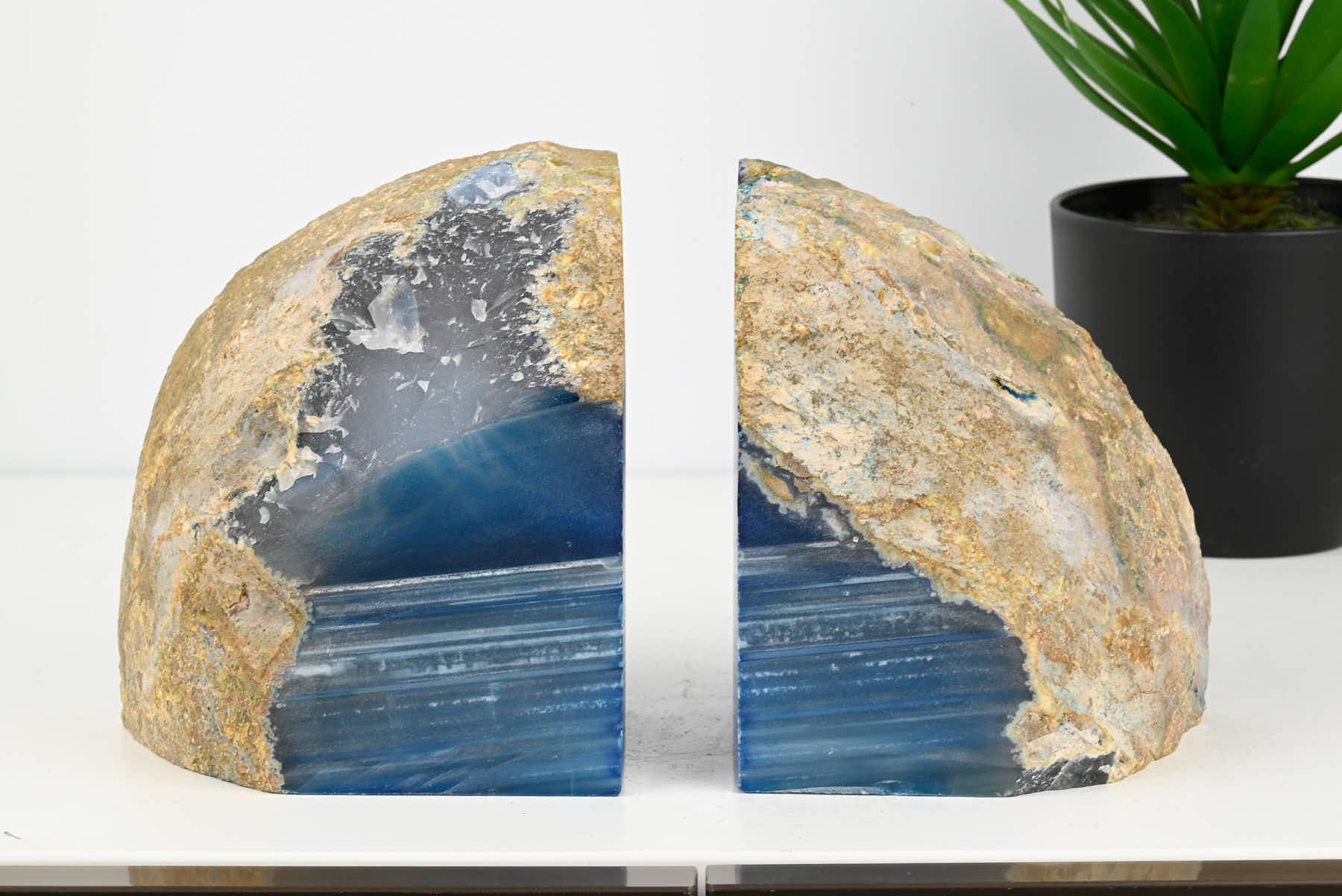 Extra Quality Blue Agate Bookends - 13cm tall - #BOBLUE-12001