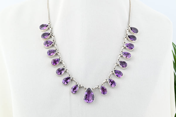 Amethyst and Sterling Silver Pendant "Lilac Rain"- JWL-50023