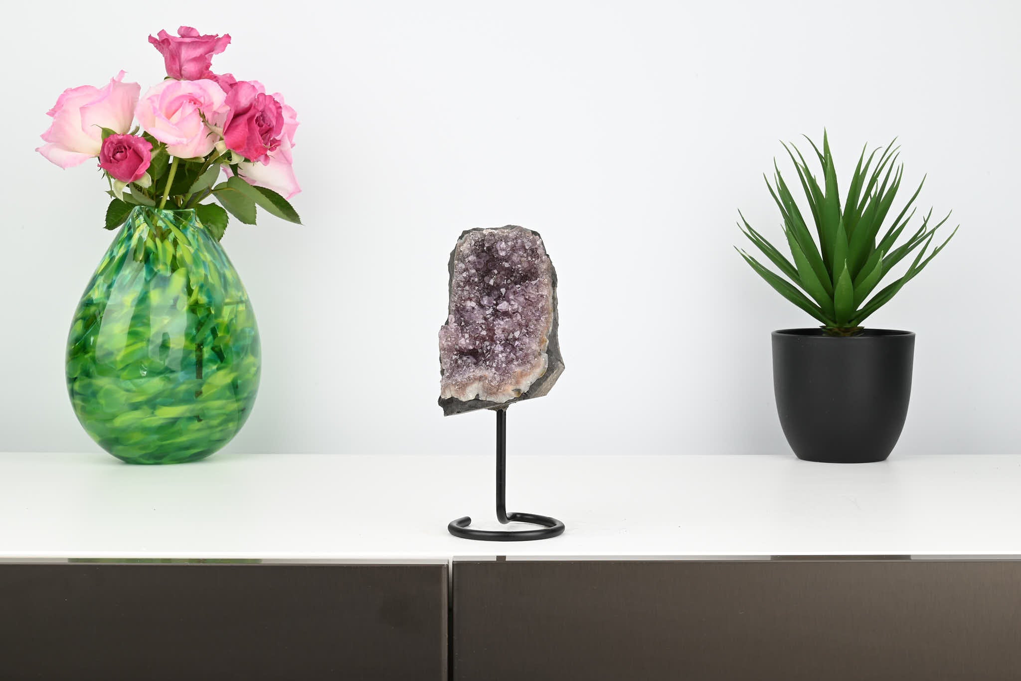 Amethyst Cluster on Stand - Small 17cm Tall - #CLUSAM-63034