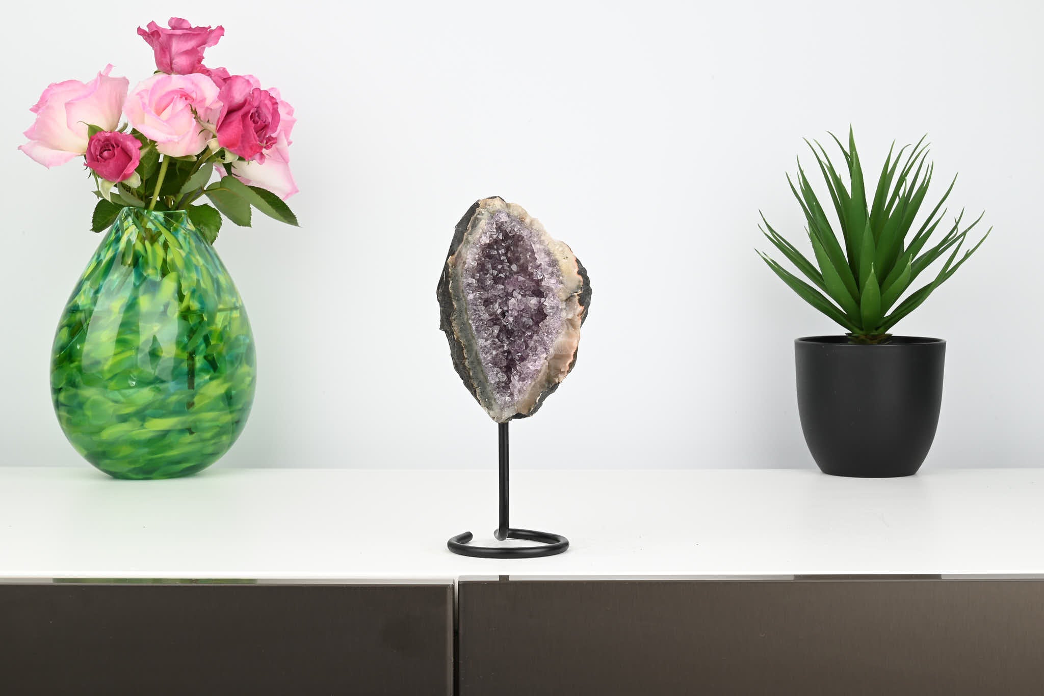 Amethyst Cluster on Stand - Small 18cm Tall - #CLUSAM-63035