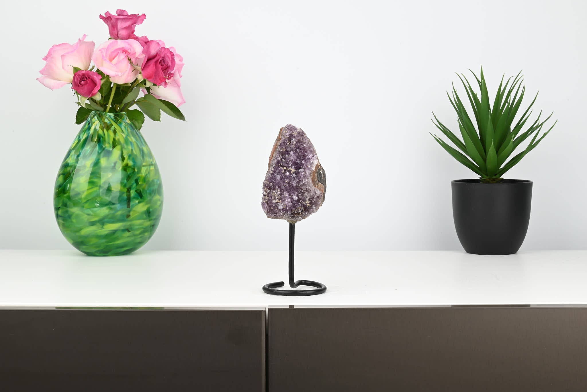 Amethyst Cluster on Stand - Small 17cm Tall - #CLUSAM-63038