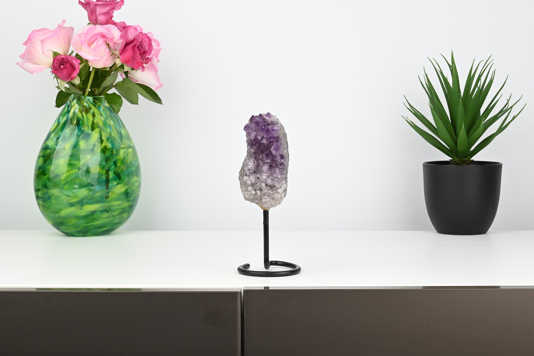 Amethyst Cluster on Stand - Small 16cm Tall - #CLUSAM-63042