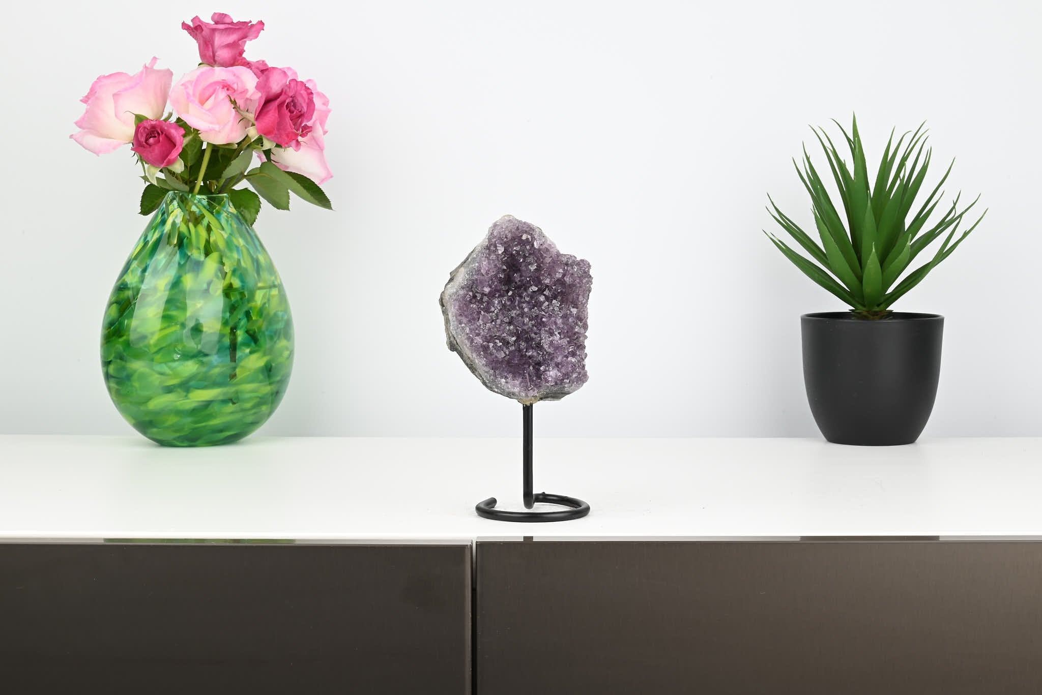 Amethyst Cluster on Stand - Small 16cm Tall - #CLUSAM-63047