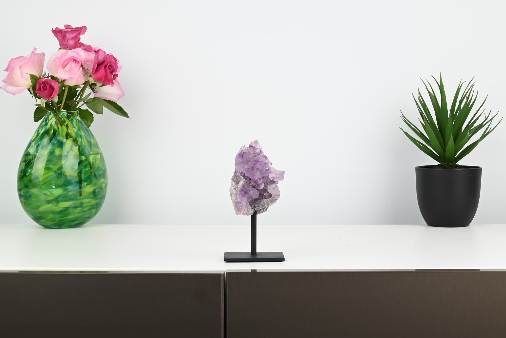 Amethyst Cluster on Stand - Small 14cm Tall - #CLUSAM-63017