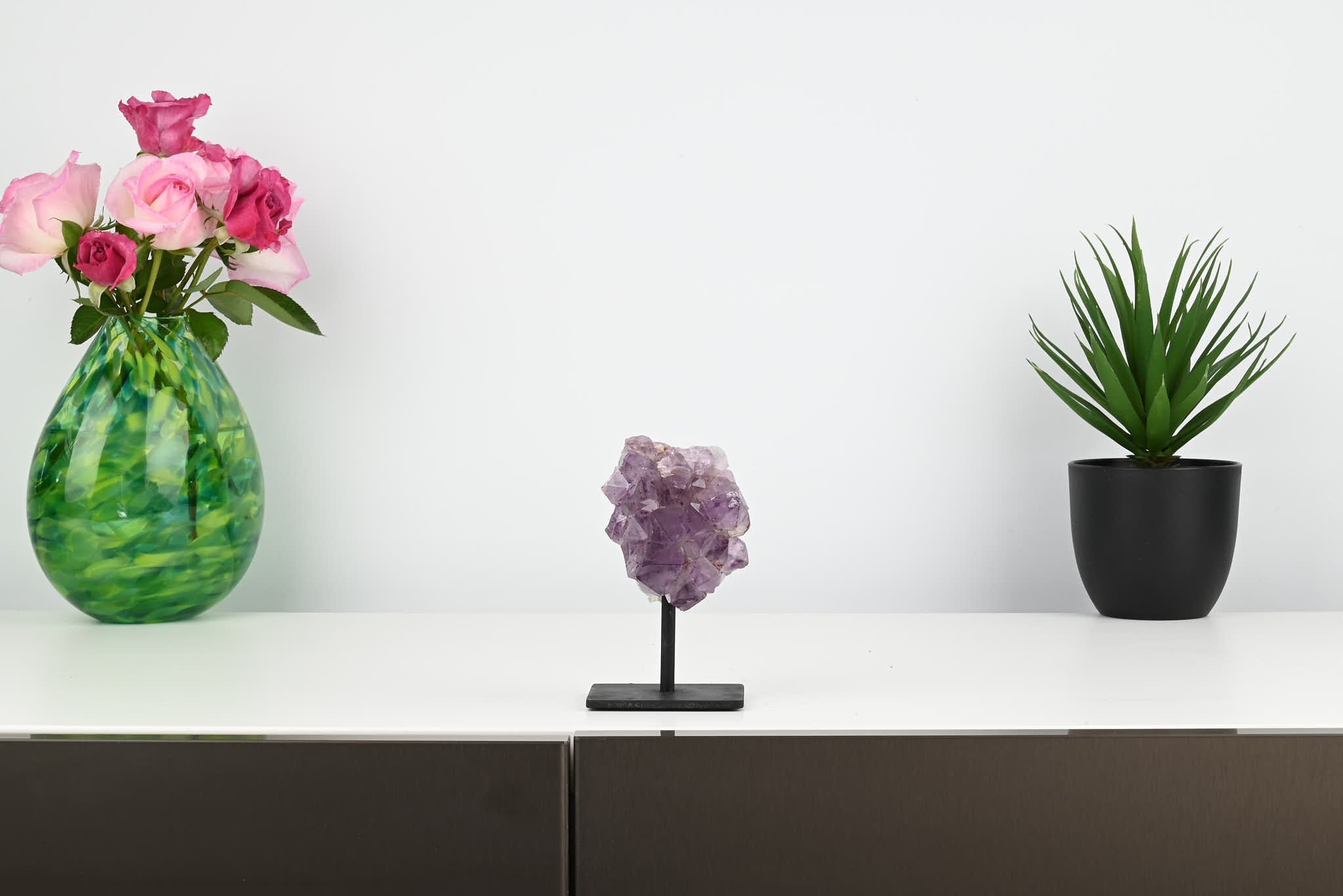 Amethyst Cluster on Stand - Small 13cm Tall - #CLUSAM-63021