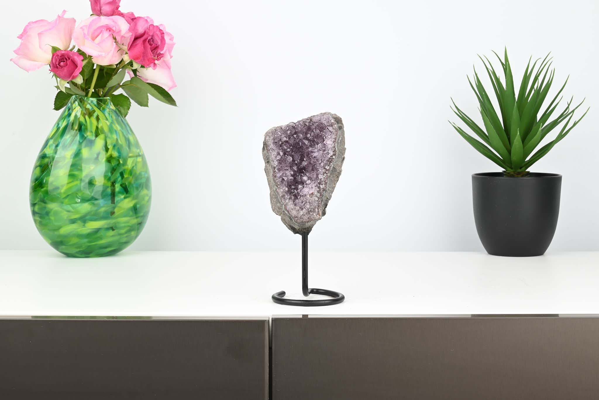 Amethyst Cluster on Stand - Small 17cm Tall - #CLUSAM-63030