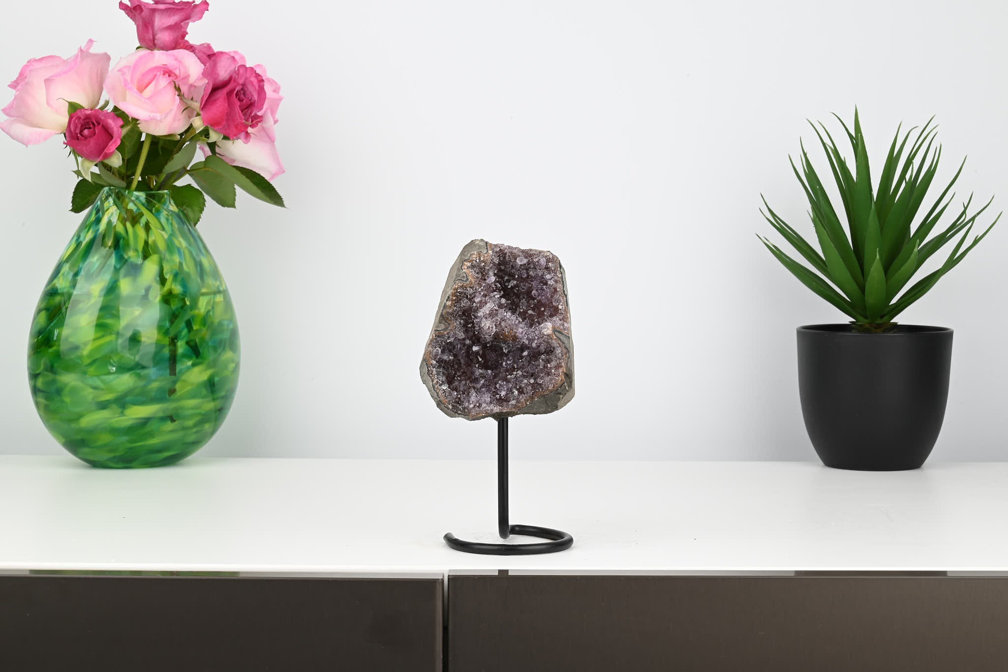 Amethyst Cluster on Stand - Small 16cm Tall - #CLUSAM-63032