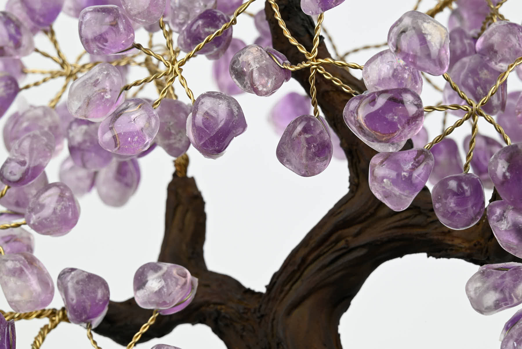 Handmade 37cm Tall Gemstone Tree with Amethyst base and 180 Amethyst gems - #TRAMET-36003