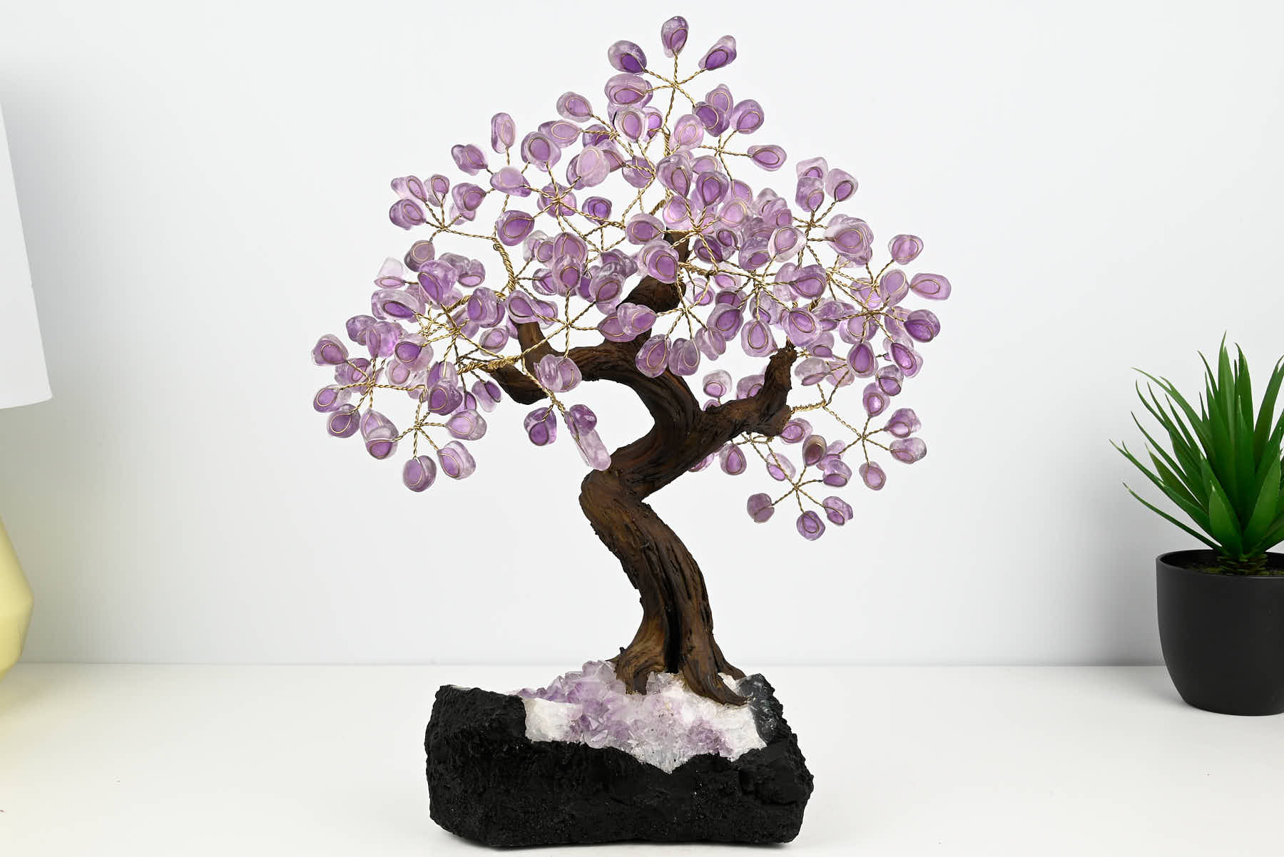 Handmade 37cm Tall Gemstone Tree with Amethyst base and 180 Amethyst gems - #TRAMET-36003