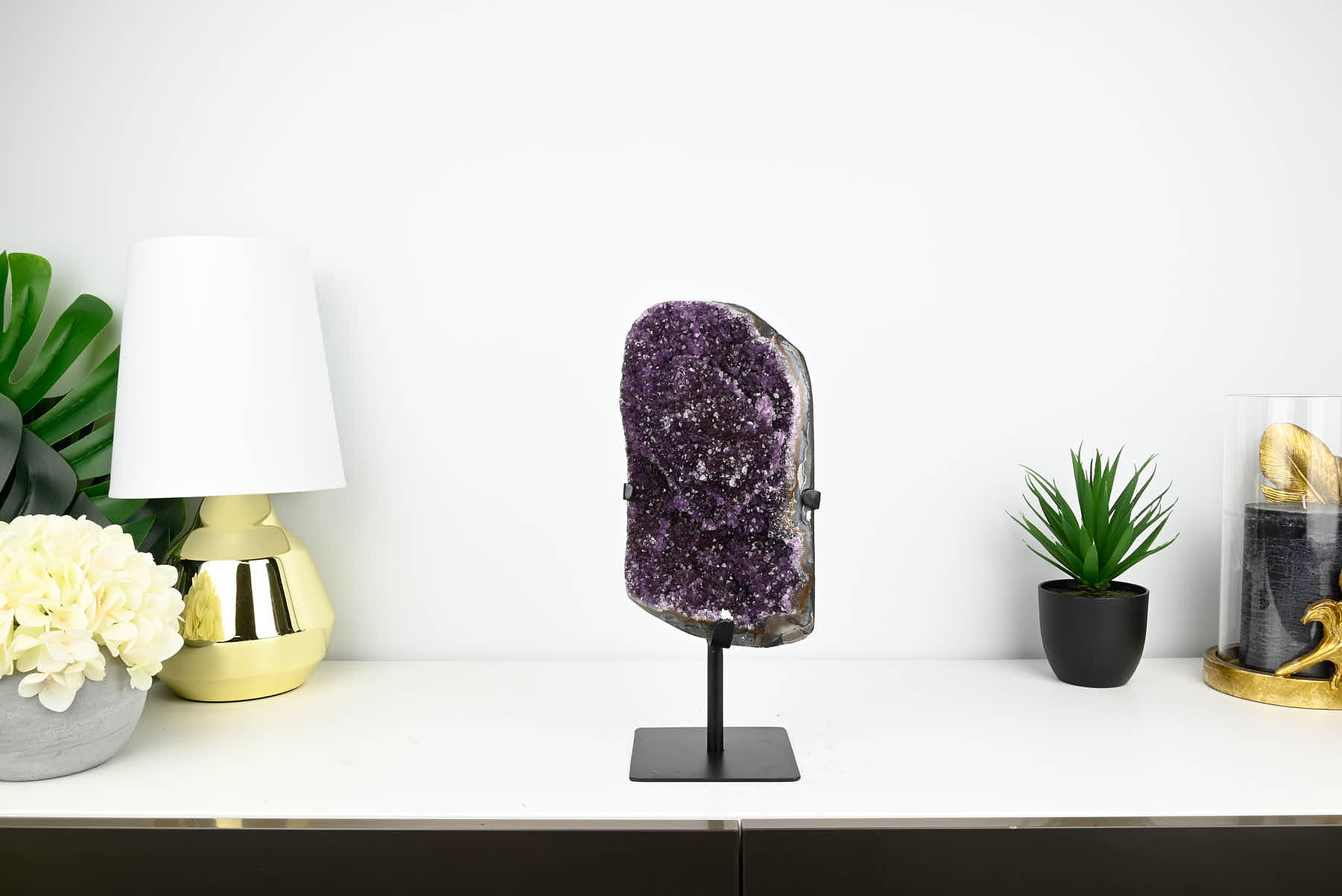 Extra Quality Amethyst Geode on Metal Stand - 35cm - #GEAMET-42010
