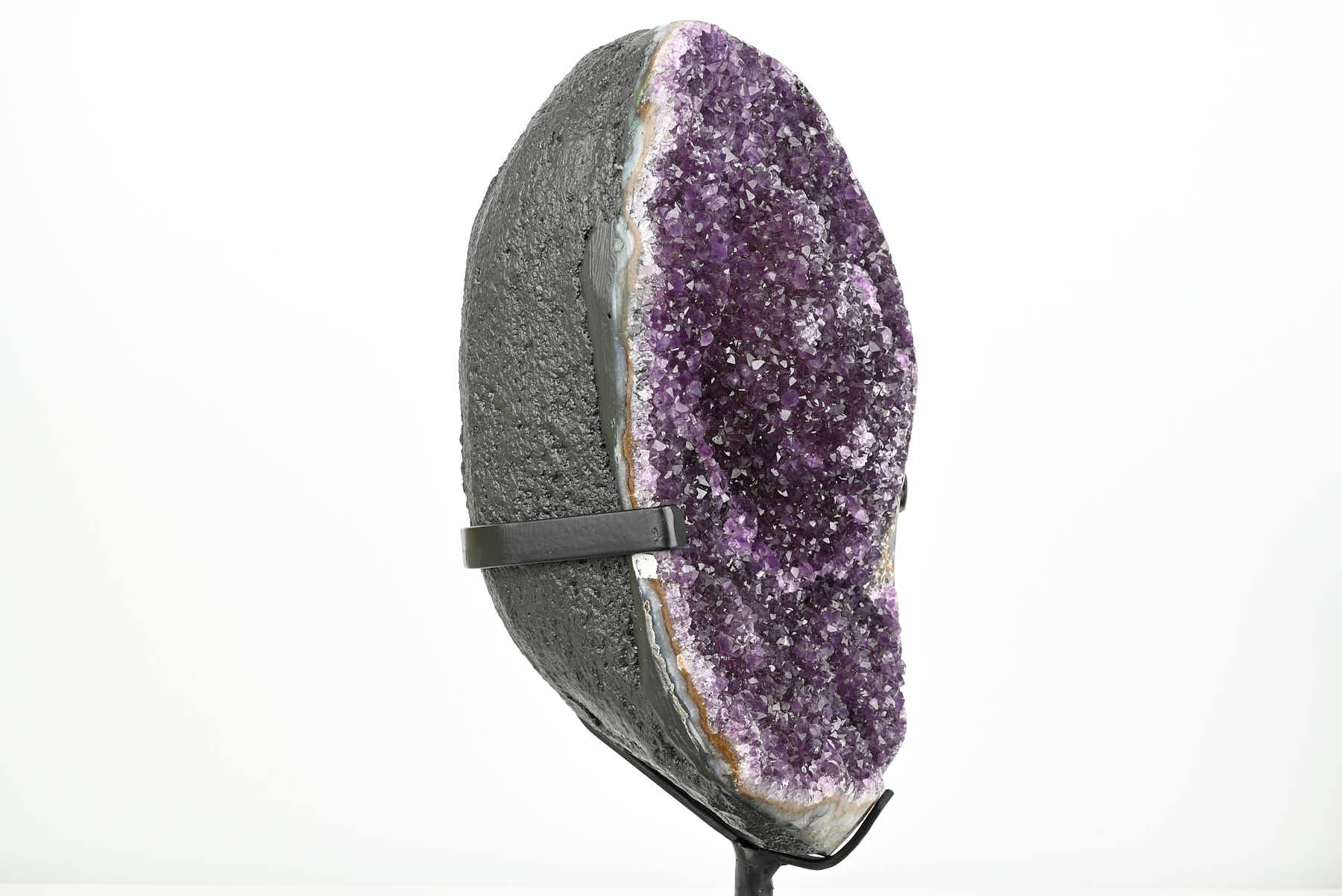 Extra Quality Amethyst Geode on Metal Stand - 35cm - #GEAMET-42010