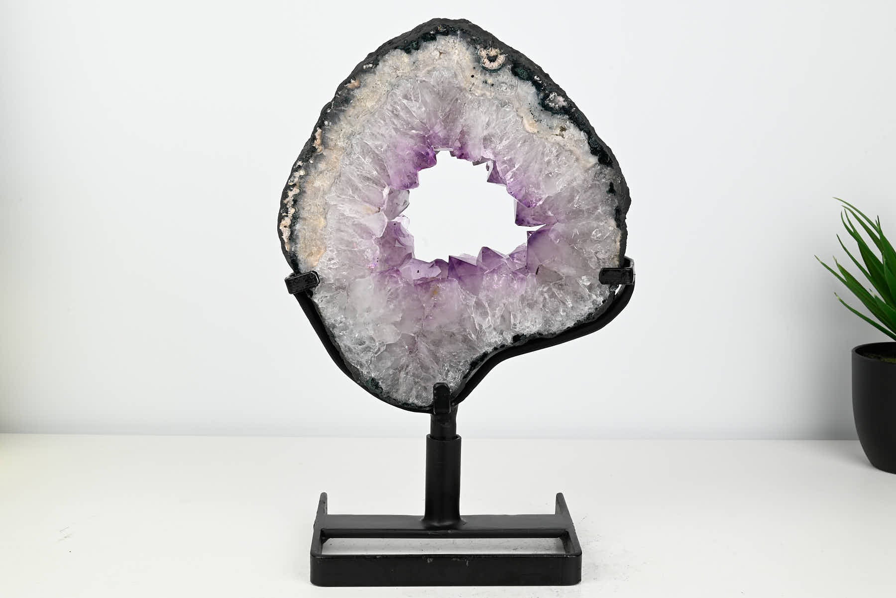 Amethyst Slice on Rotating Metal Stand - 33cm Tall - #AGSLIC-32011