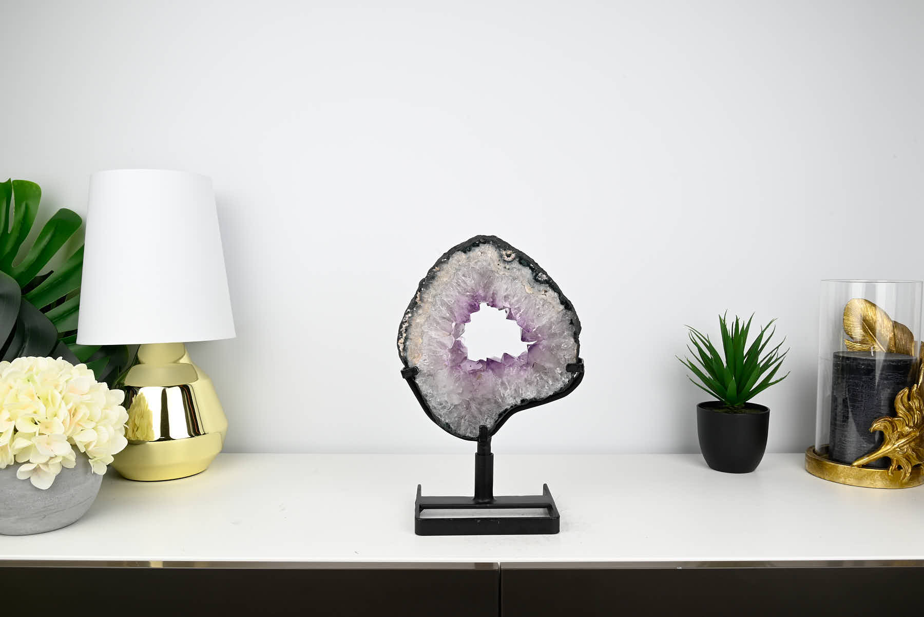 Amethyst Slice on Rotating Metal Stand - 33cm Tall - #AGSLIC-32011