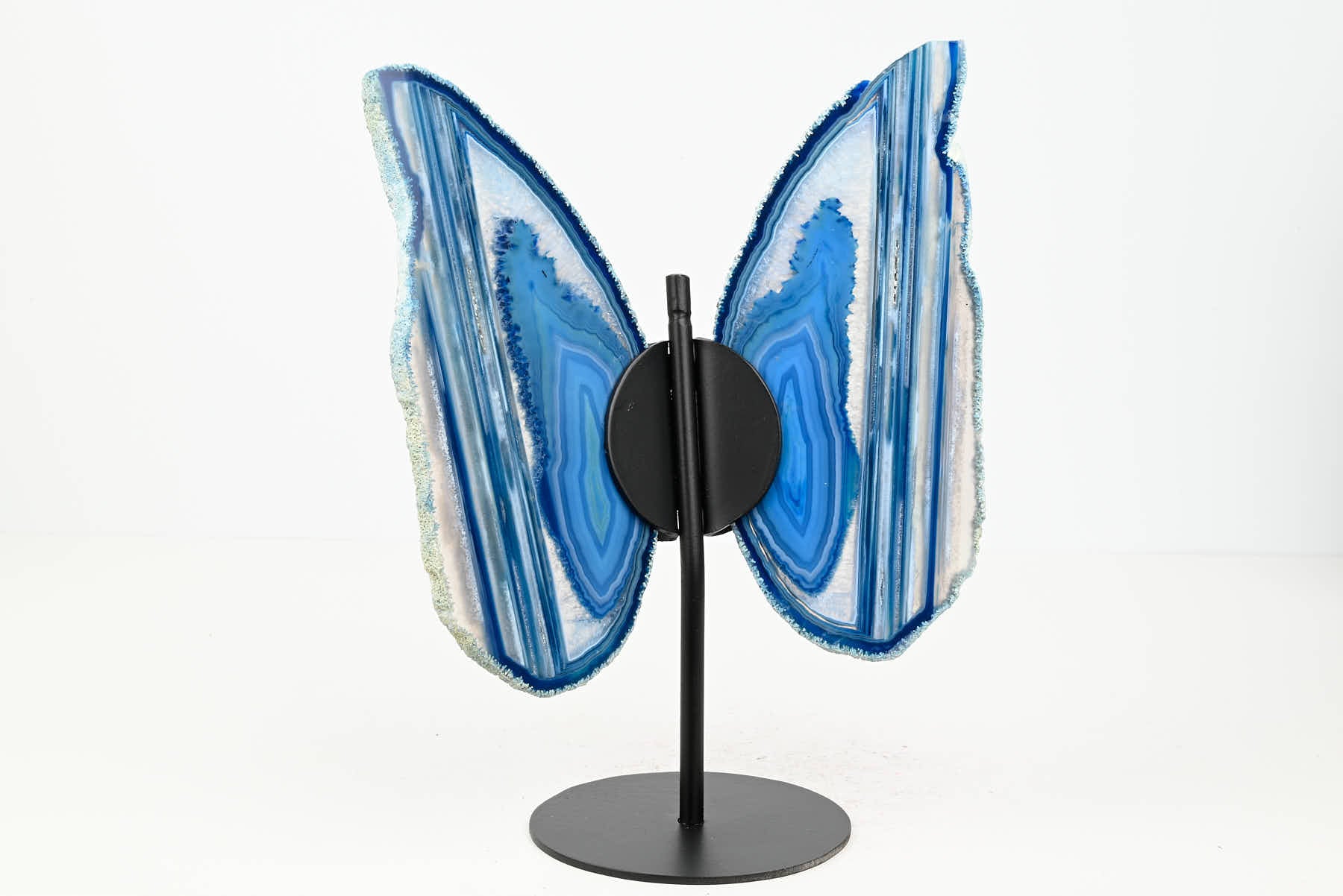 Blue Agate Butterfly on Stand - 0.54kg and 21cm Tall - #BUBLUE-10016