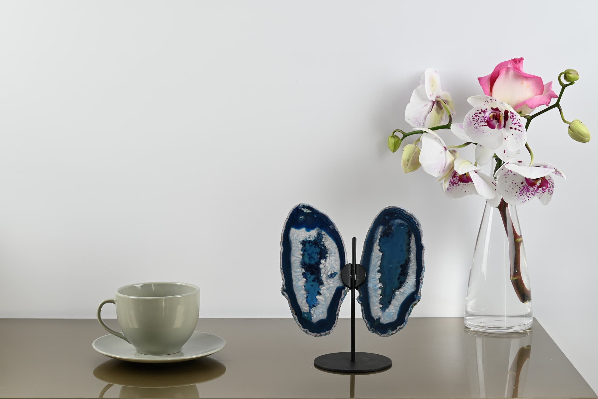 Blue Agate "Butterfly" Slices 16cm Tall - #BUBLUE-10002