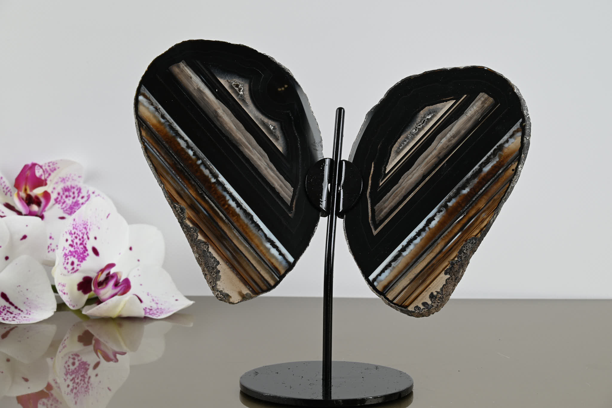 Natural Agate "Butterfly" Slices 16cm Tall - #BUNATU-10003
