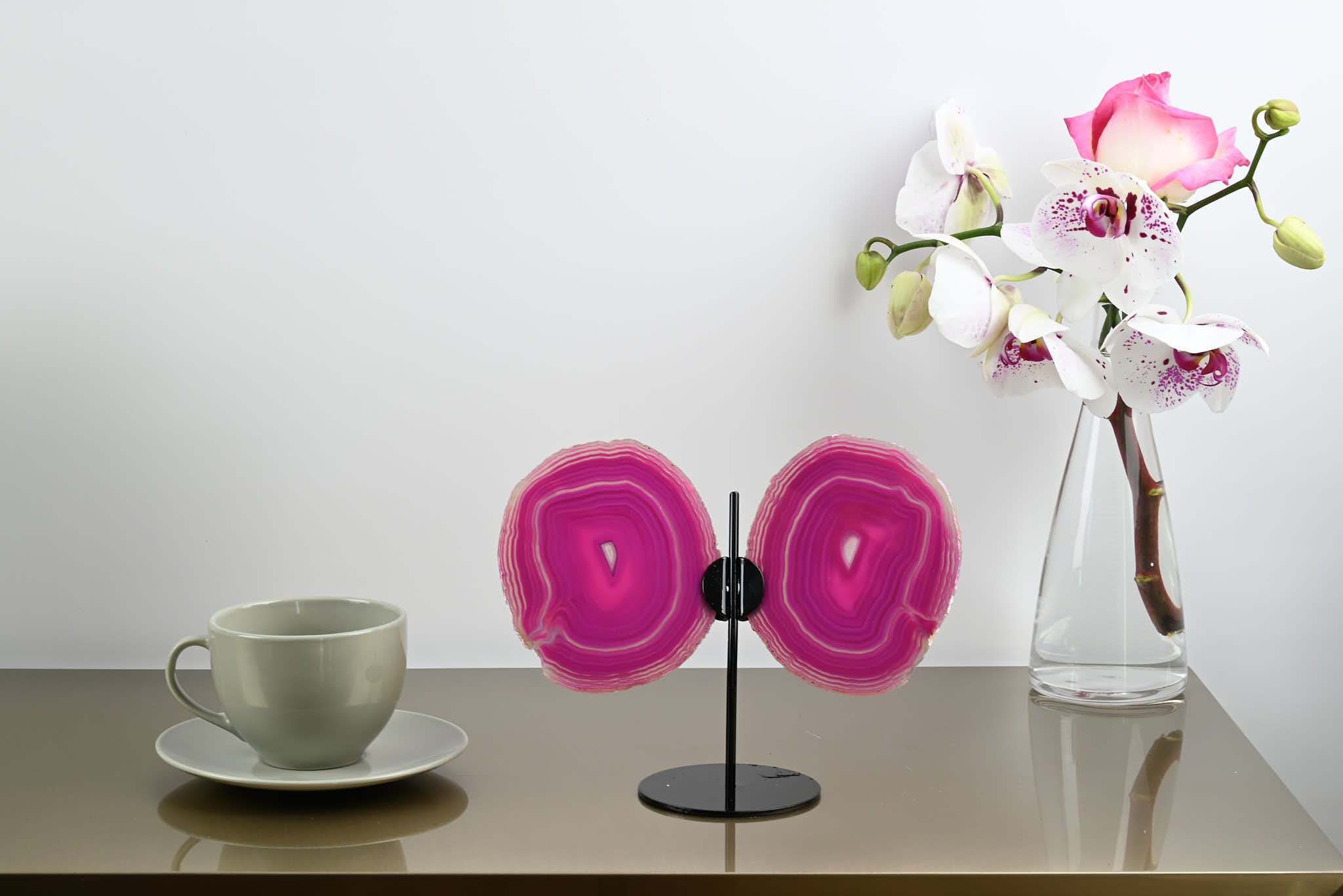 Pink Agate "Butterfly" Slices 12cm Tall - #BUPINK-10001