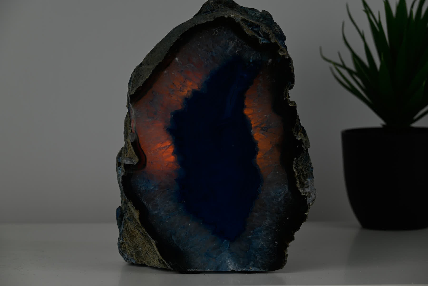 Blue Agate Night Lamp - 20cm tall - #LABLUE-38035