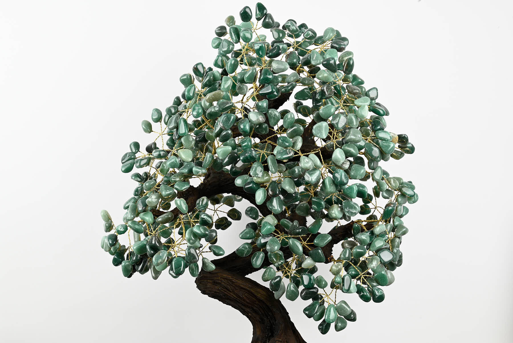 Handmade 71cm Tall Gemstone Tree with Amethyst base and 720 Green Quartz gems - #TRGREE-64001