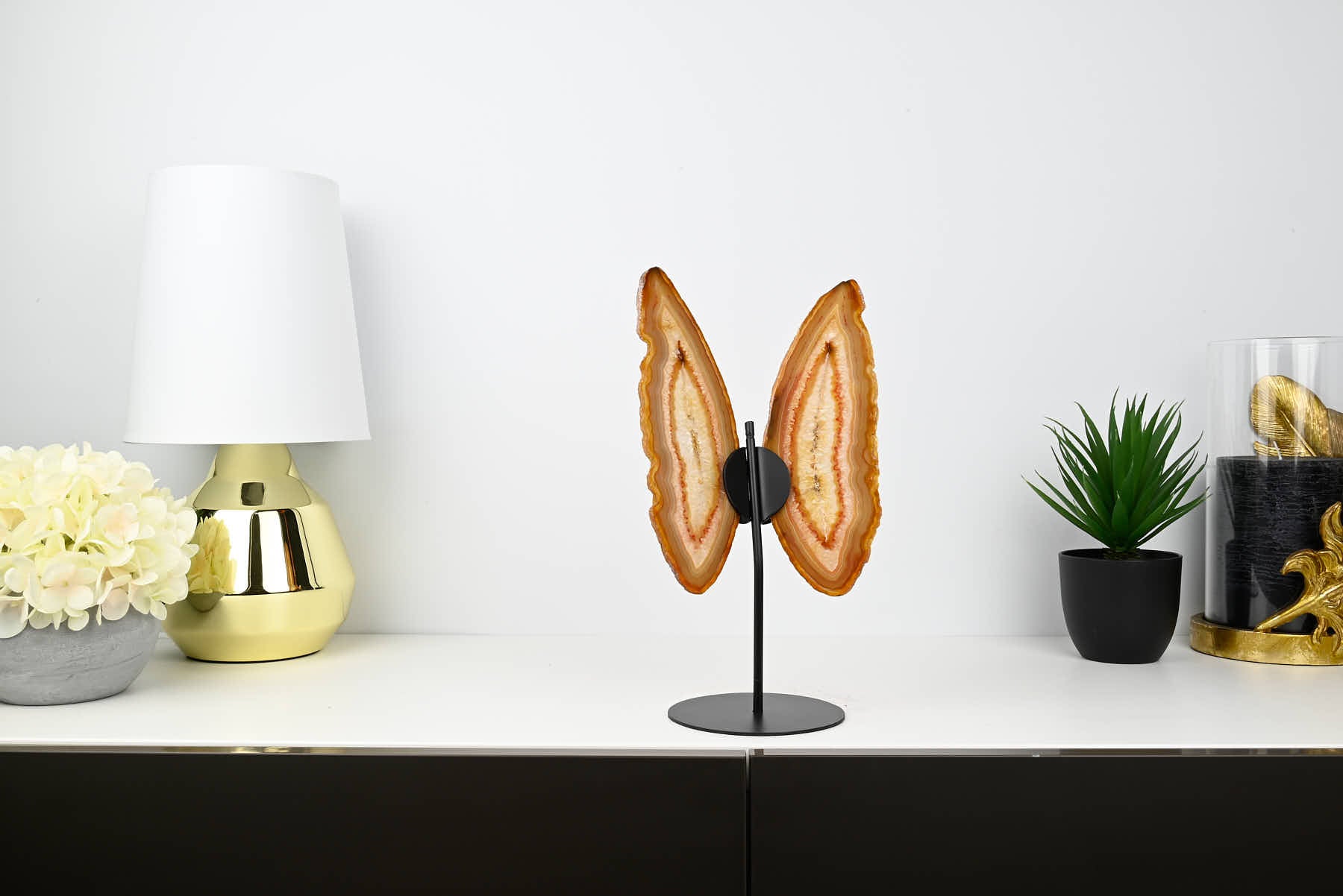 Natural Agate Butterfly on Stand - 0.83kg and 29cm Tall - #BUNATU-10021
