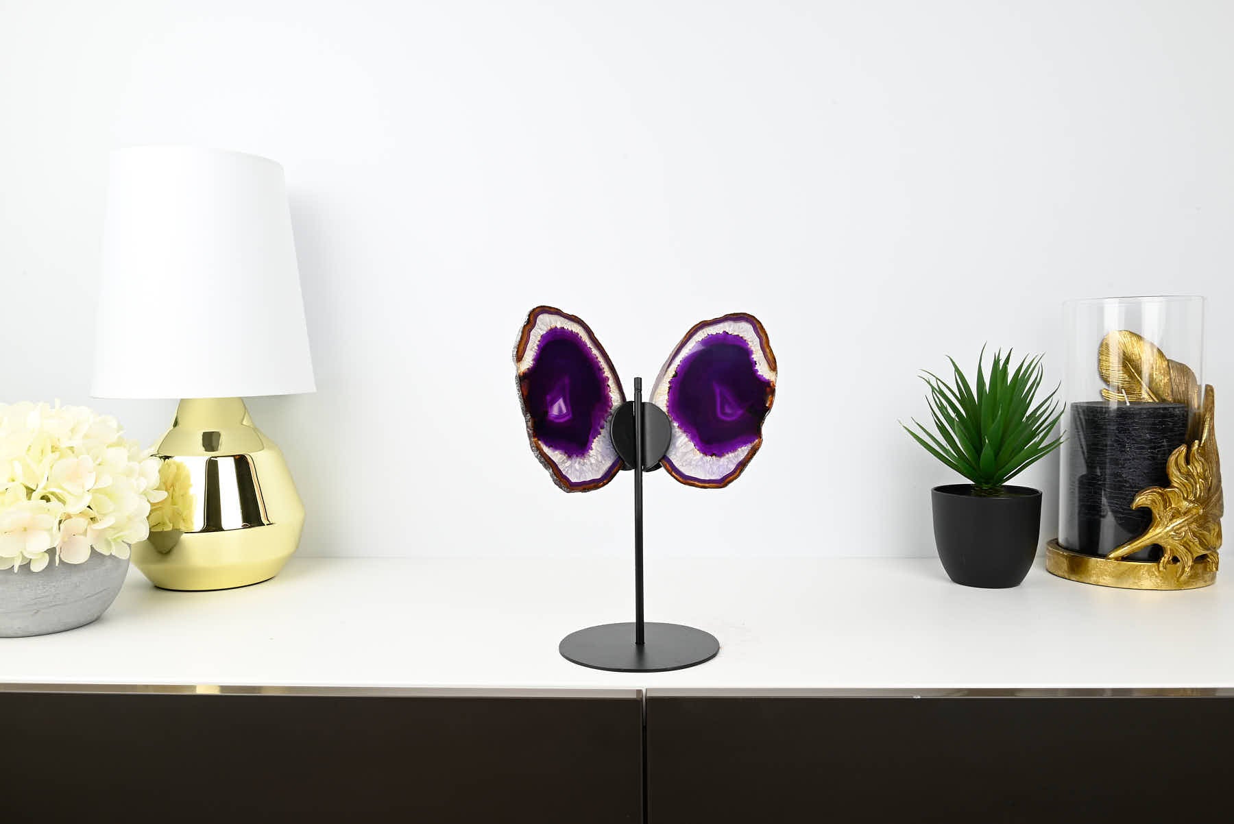 Purple Agate Butterfly on Stand - 0.62kg and 24cm Tall - #BUPURP-10006