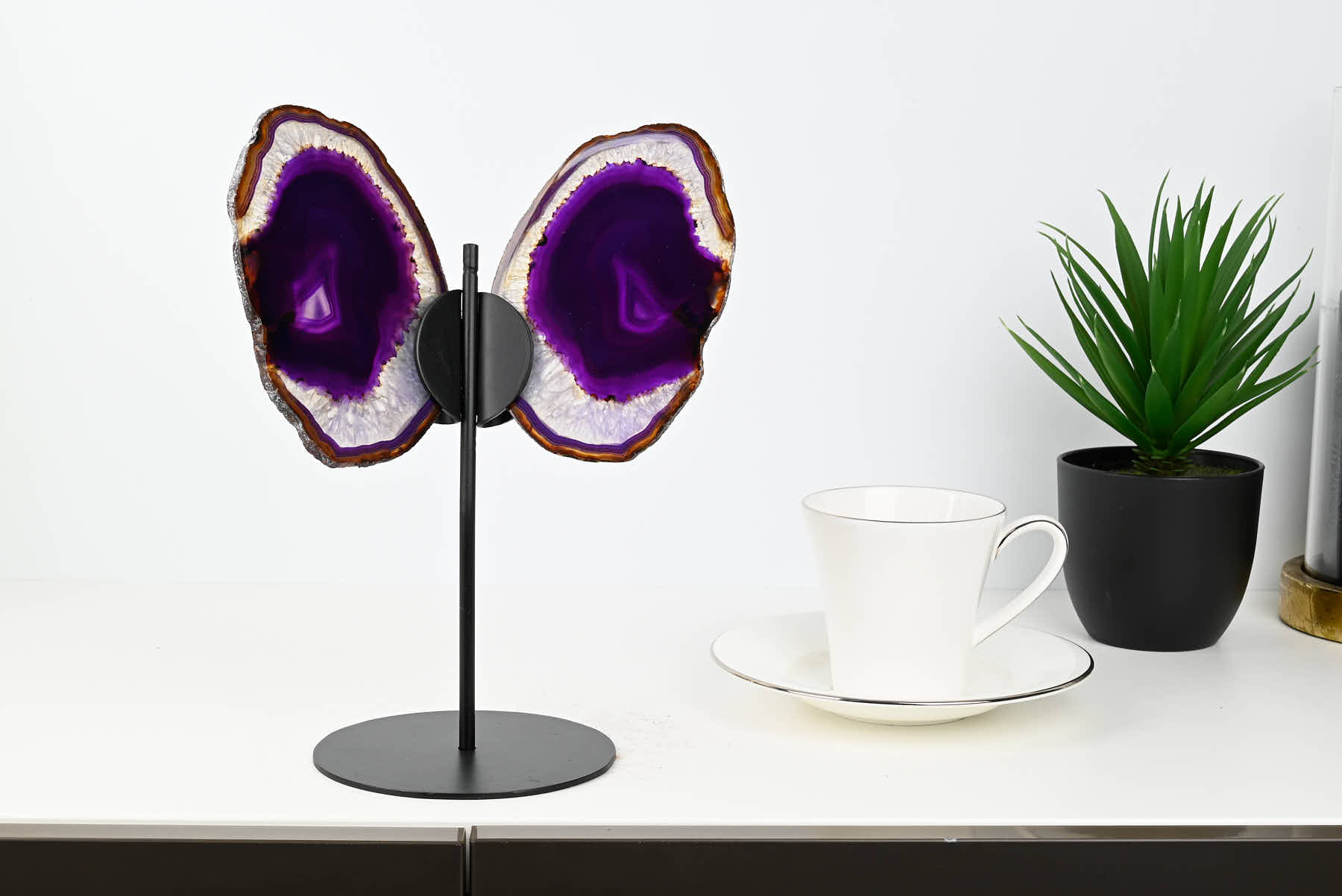 Purple Agate Butterfly on Stand - 0.62kg and 24cm Tall - #BUPURP-10006